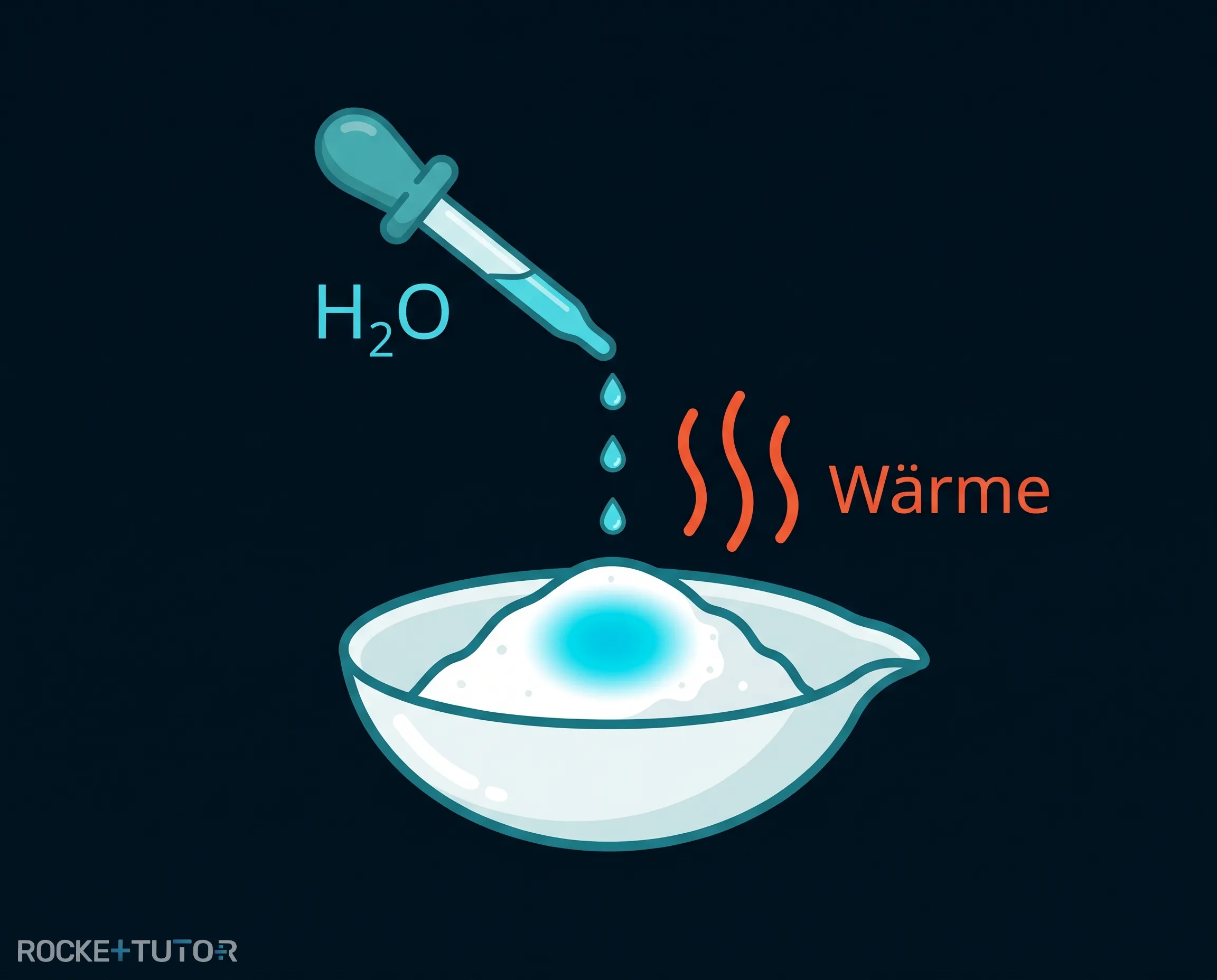Wasserzugabe zu weißem Kupfersulfat