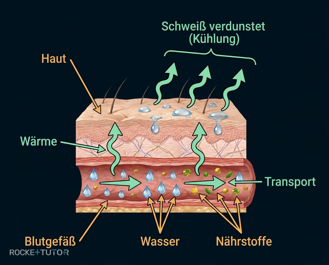 Schwitzender Mensch als Klimaanlage