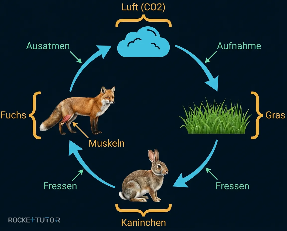 Nahrungskette Gras Kaninchen Fuchs