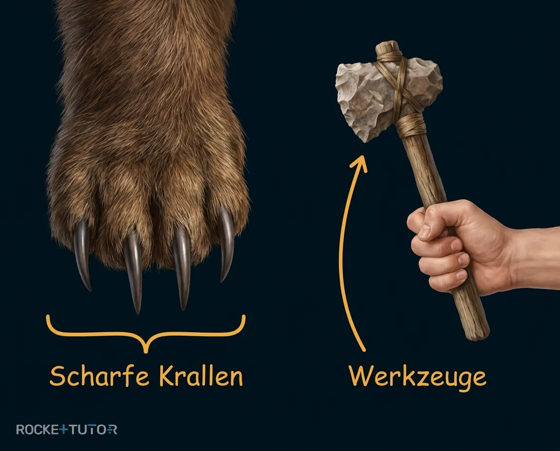 Mensch ohne Krallen und Fell