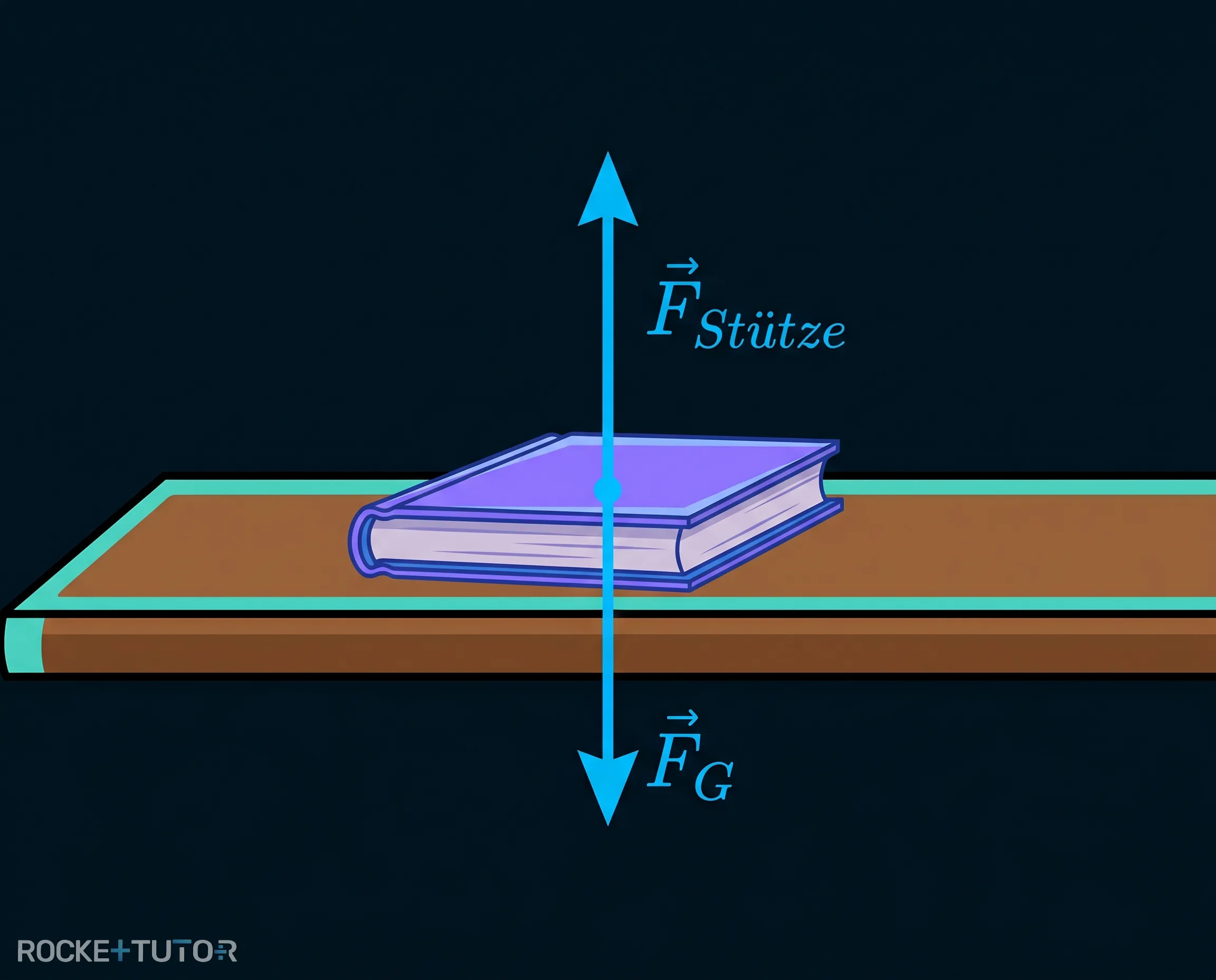 Buch auf Tisch mit Kraftpfeilen