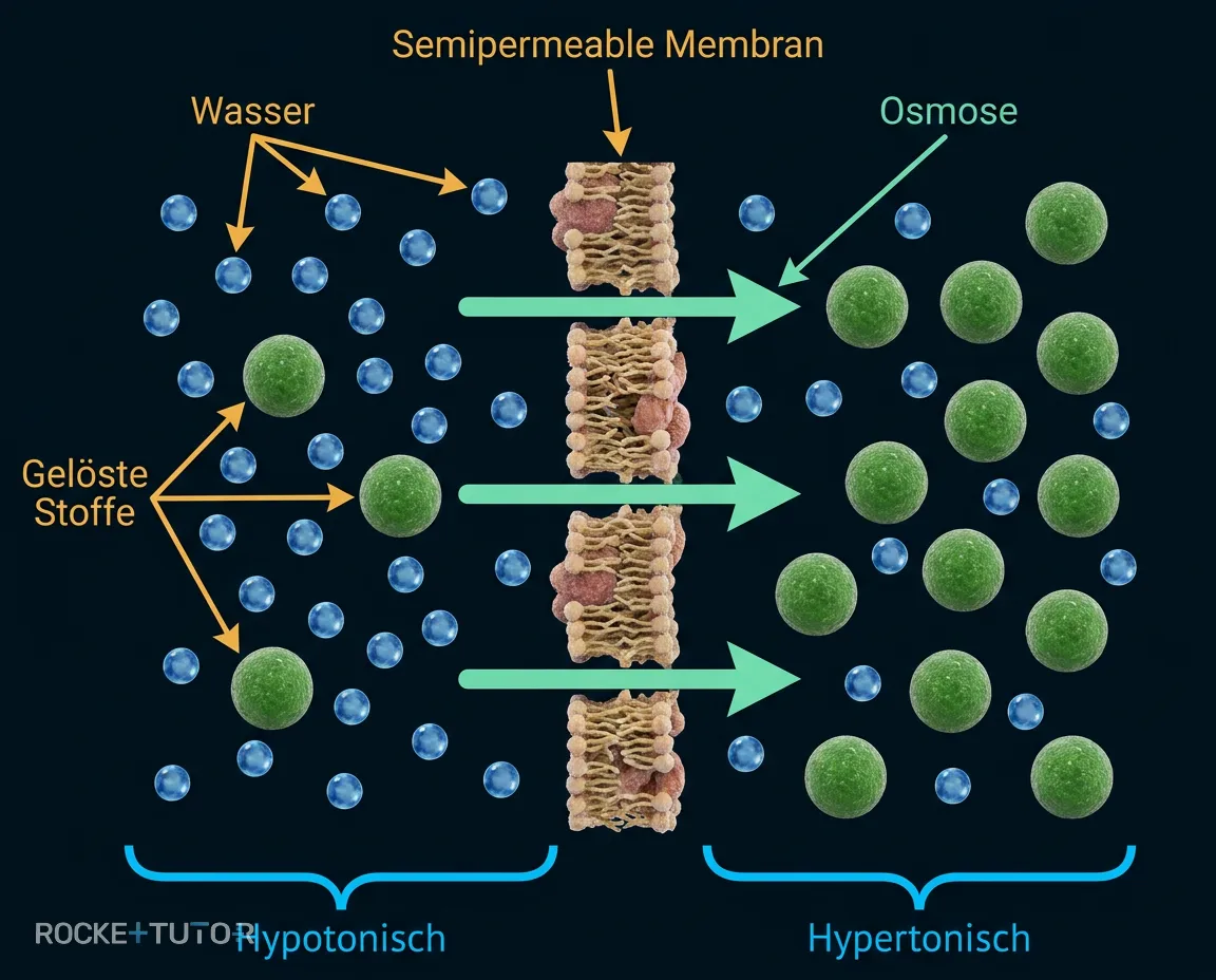 Wasserfluss durch semipermeable Membran