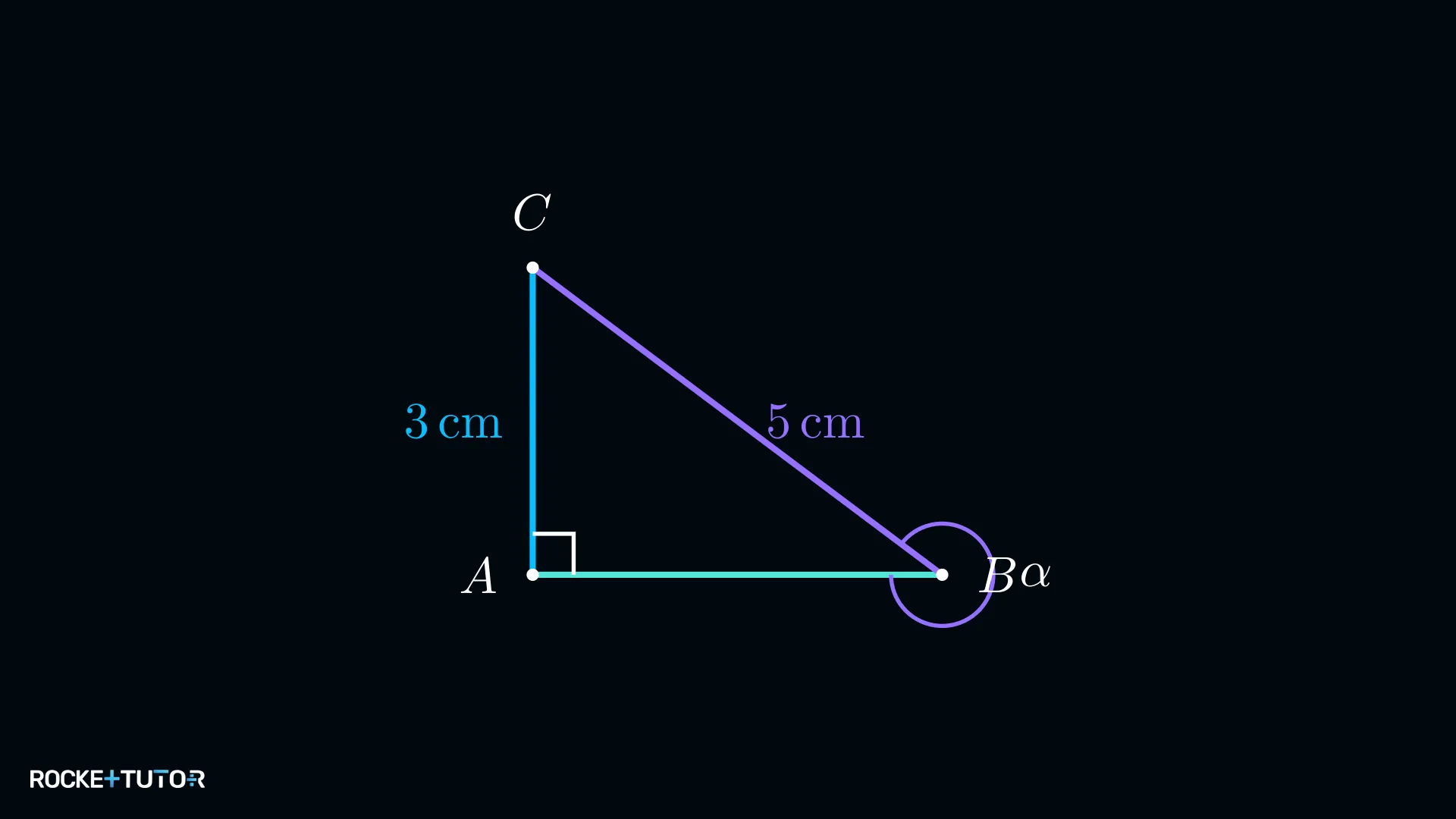 Konstruiertes rechtwinkliges Dreieck mit Gegenkathete 3 und Hypotenuse 5