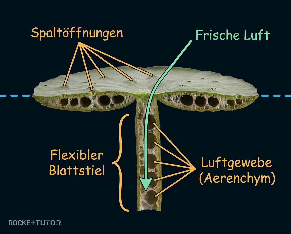 Querschnitt einer Seerose mit Aerenchym