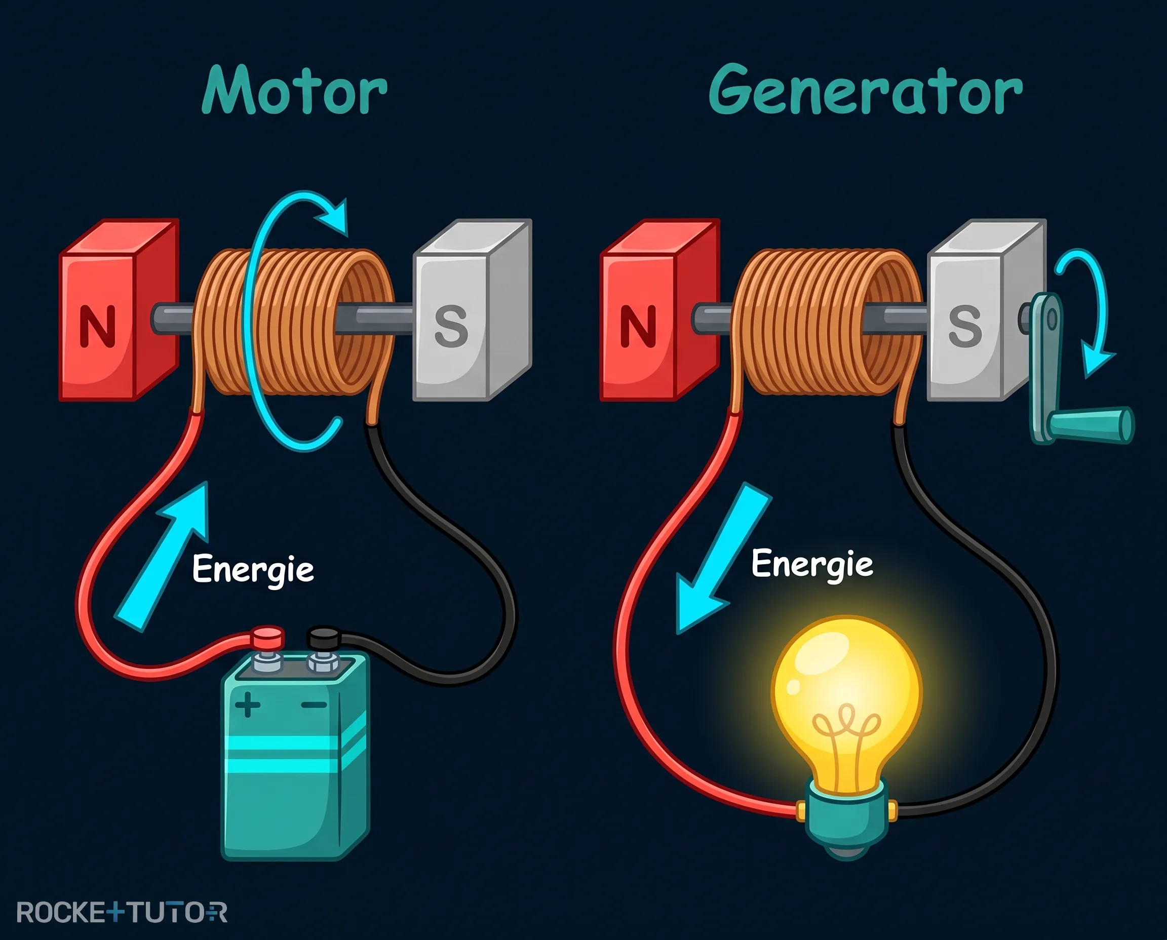 Aufbau von Elektromotor und Generator
