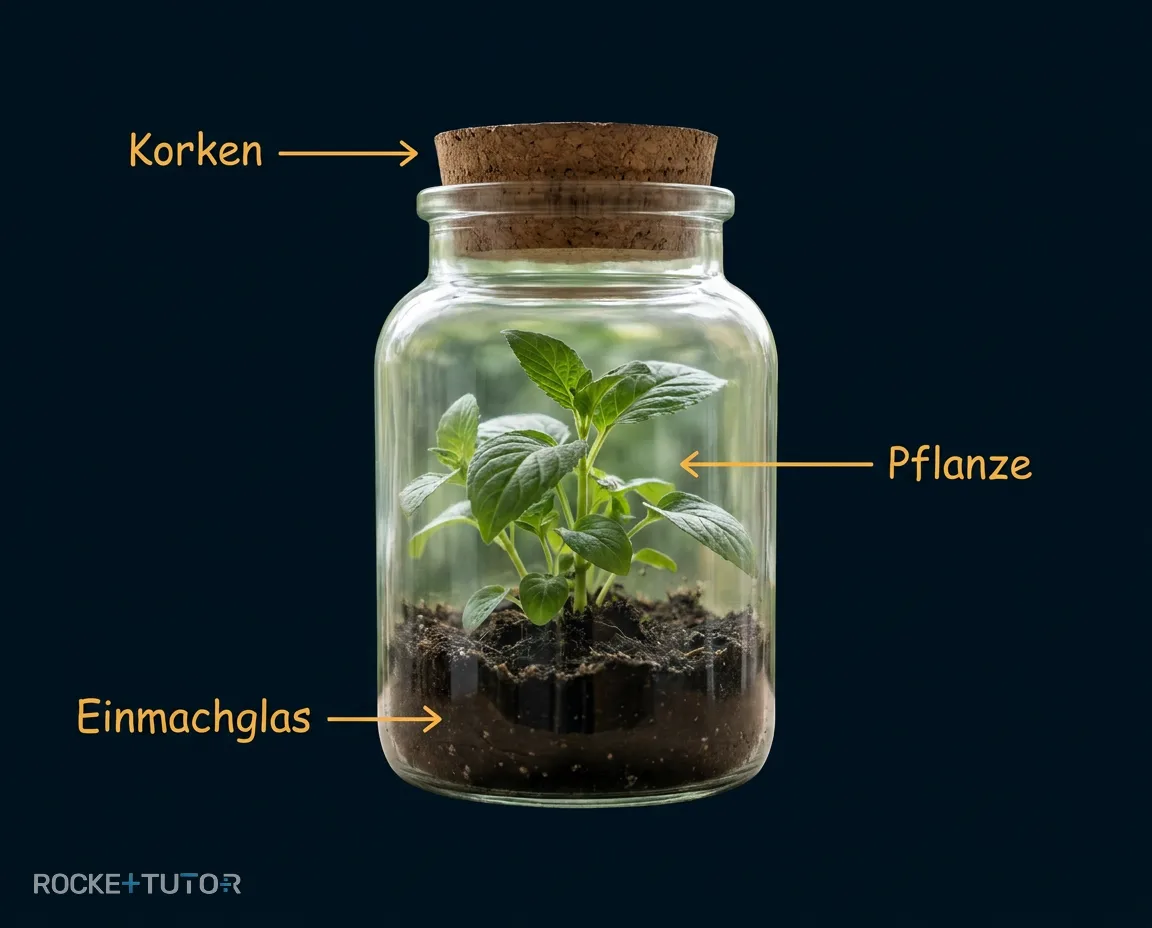 Flaschengarten mit Pflanze