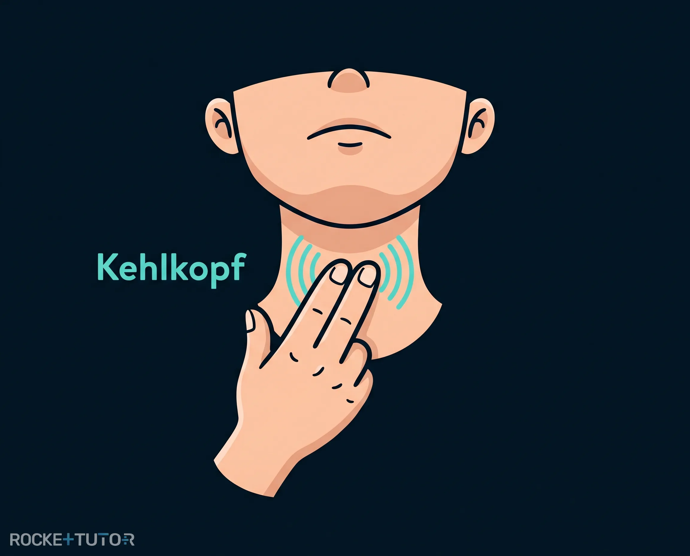 Finger am Hals beim Sprechen