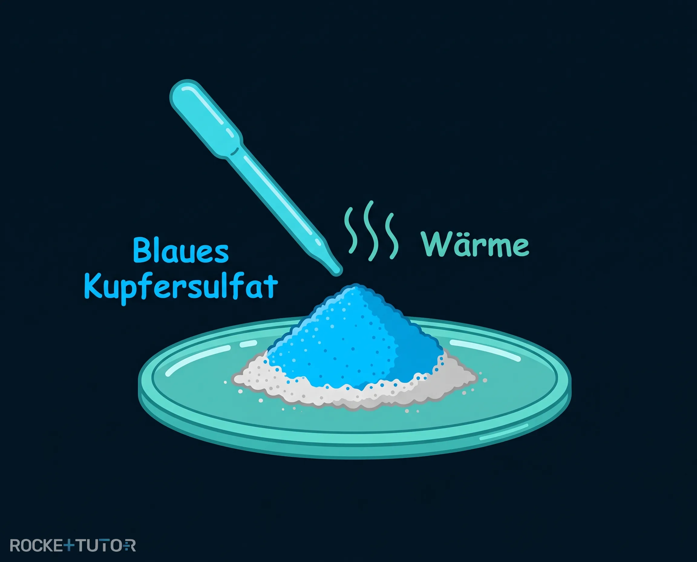 Kupfersulfat färbt sich leuchtend blau