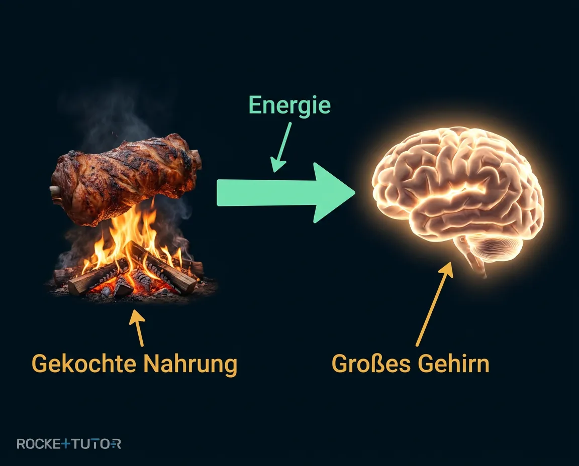 Mensch kocht am Feuer