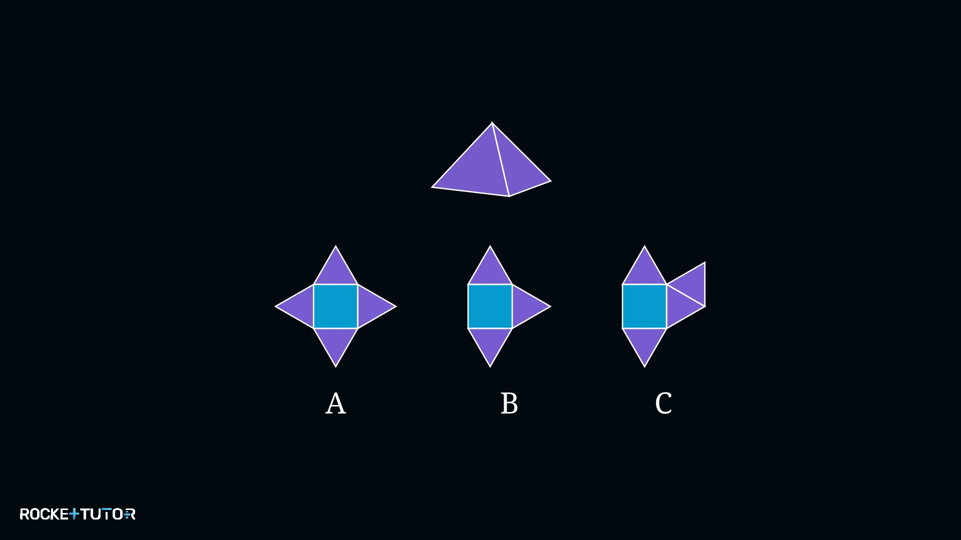 Pyramide und drei mögliche Netze
