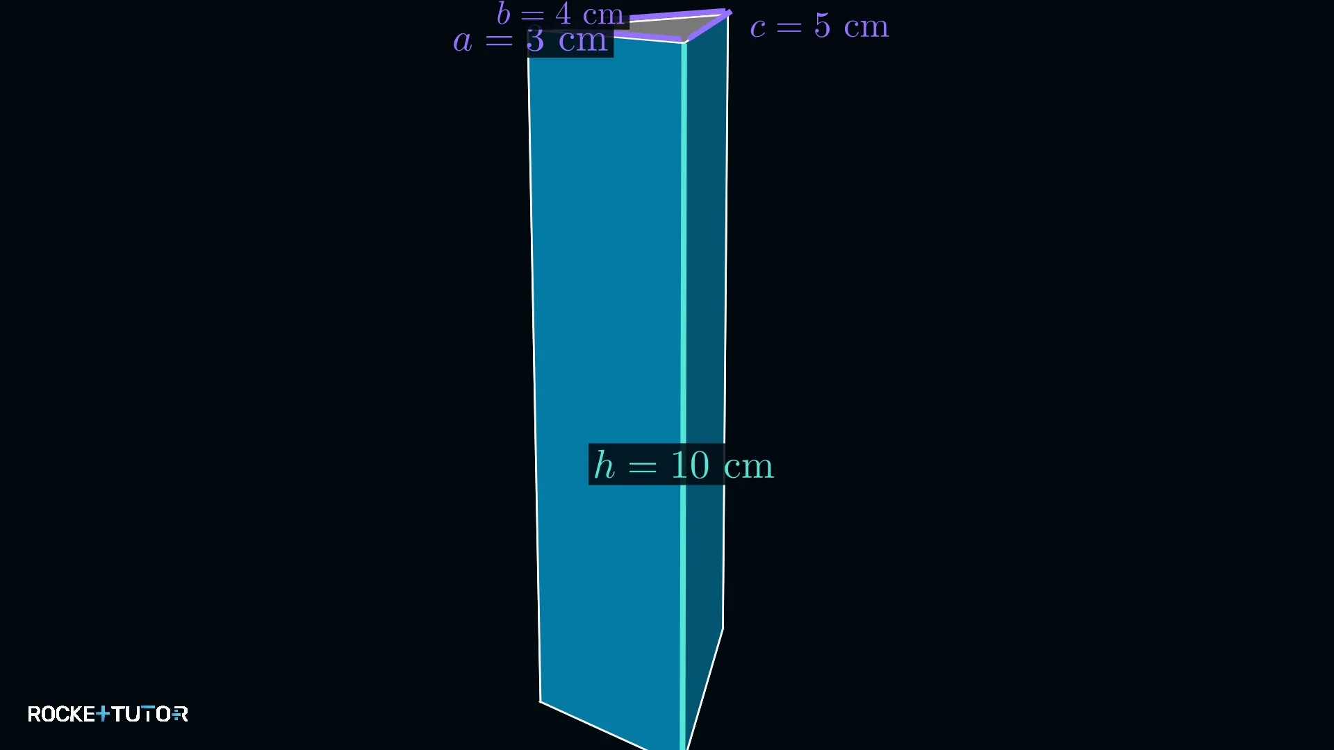 Dreiecksprisma mit rechtwinkliger Grundfläche und Hypotenuse 5 cm