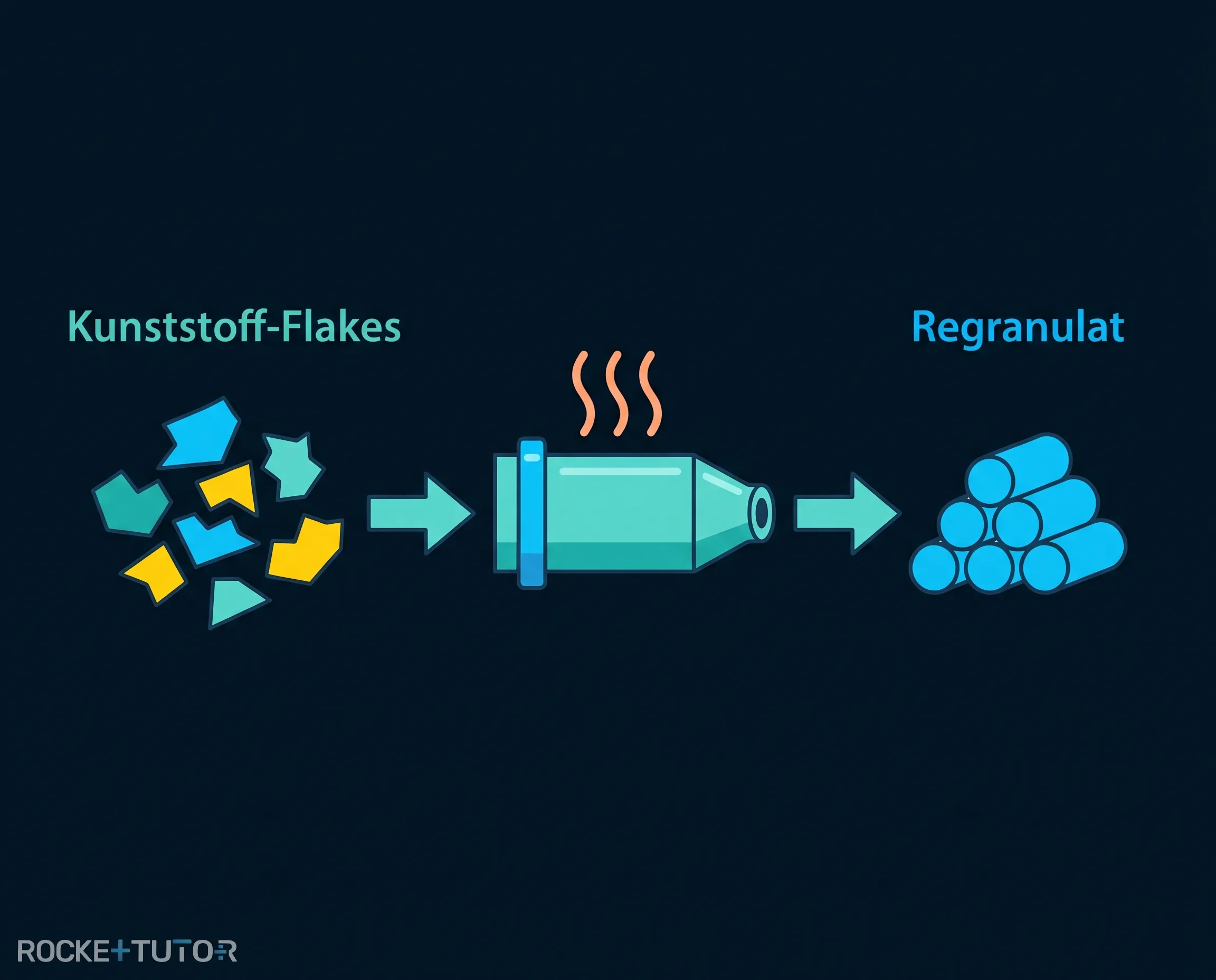 Prozess der Regranulierung von Plastik