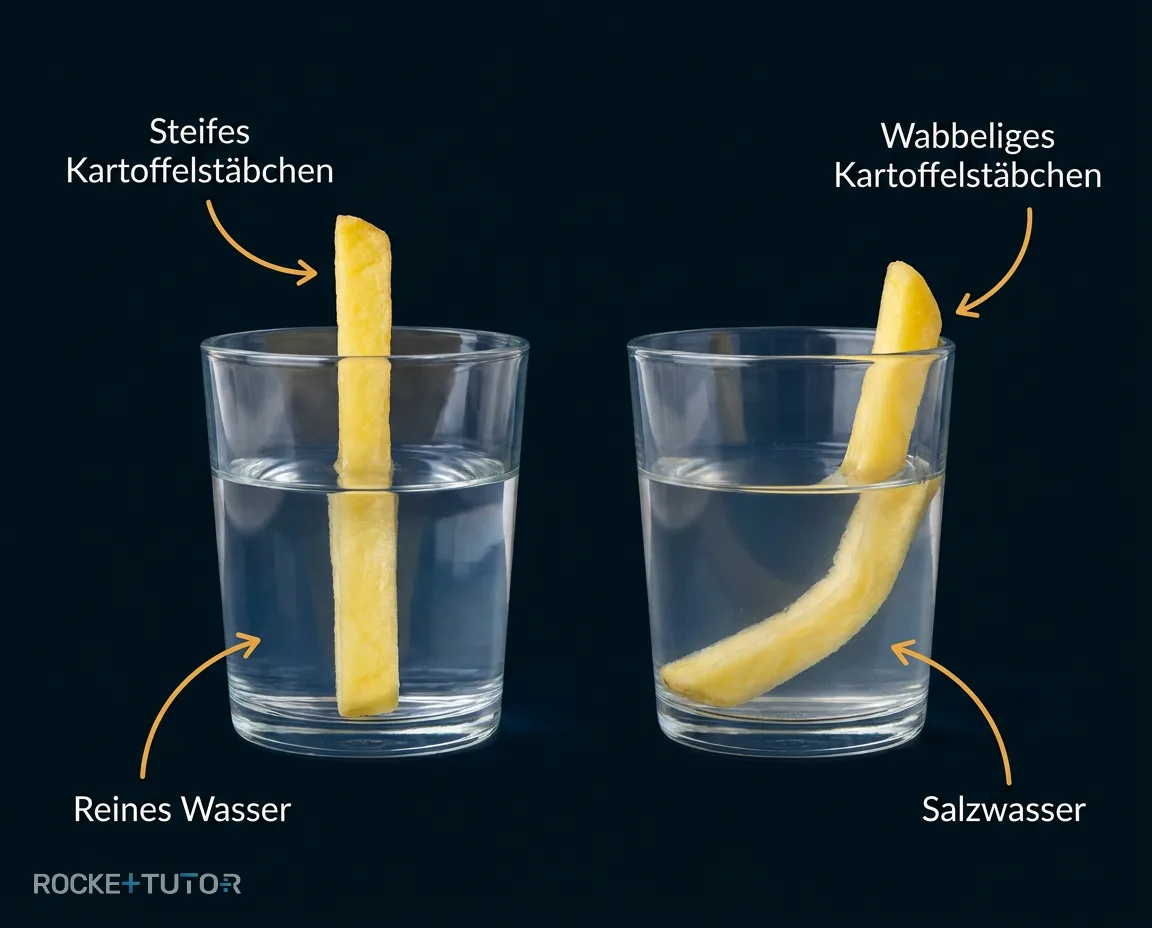 Kartoffelstäbchen in Wasser und Salzwasser