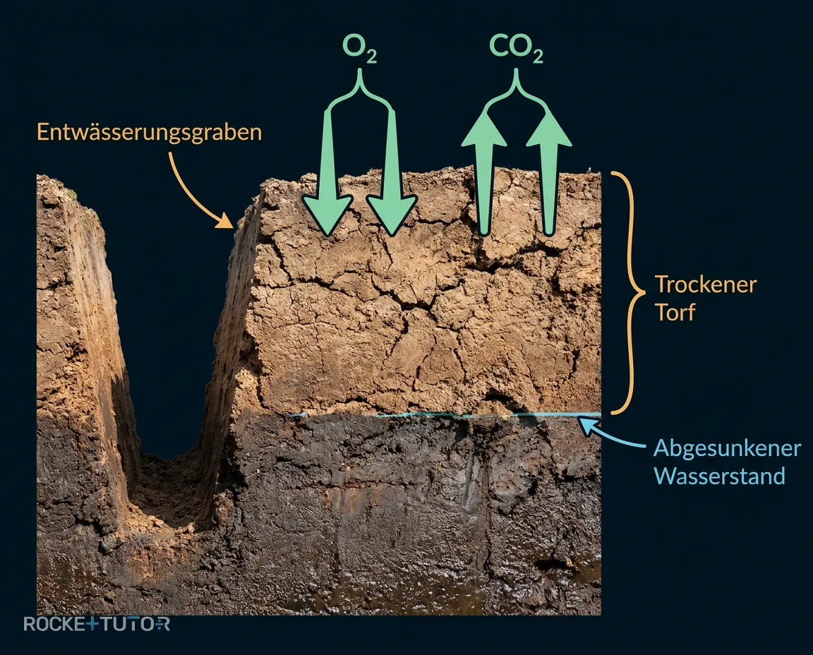 Trockenes Moor setzt CO2 frei