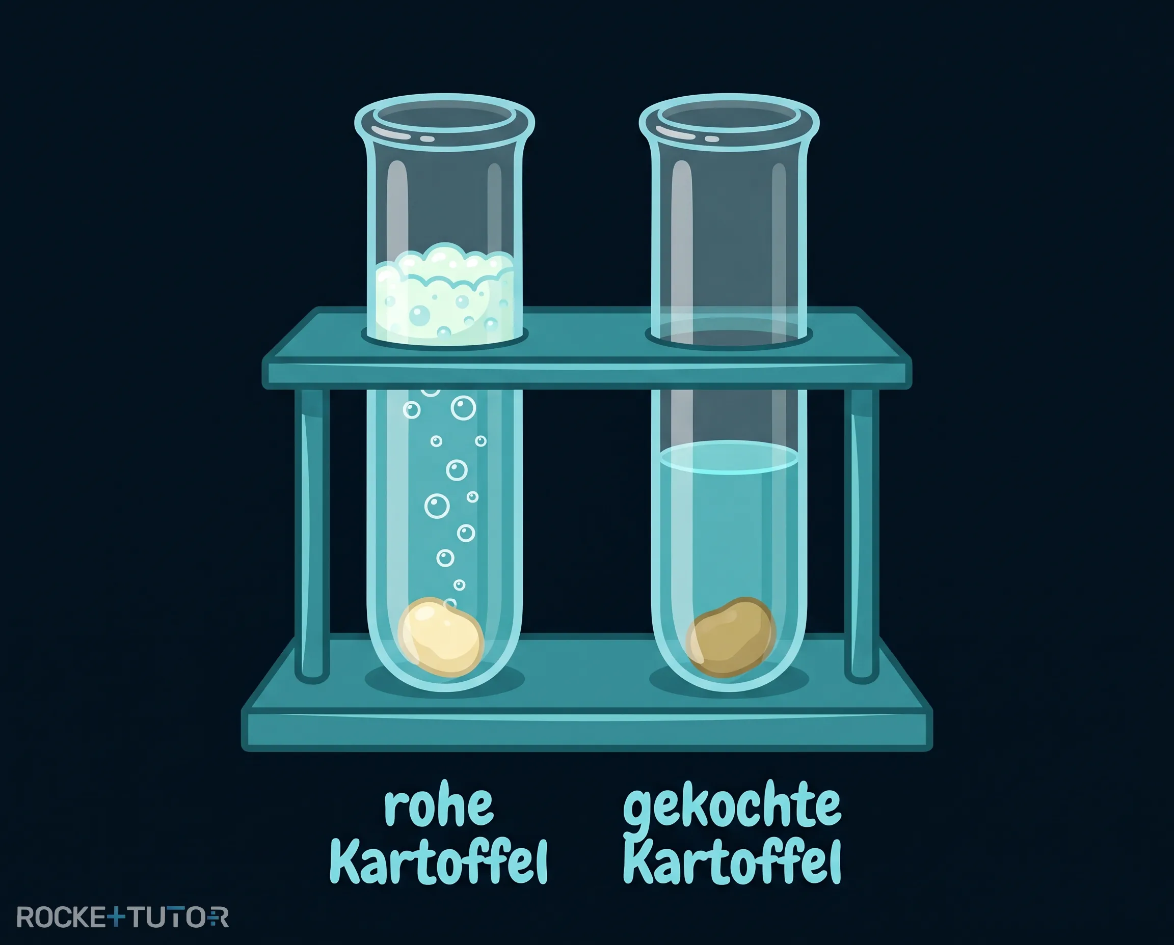 Reaktion in den Reagenzgläsern
