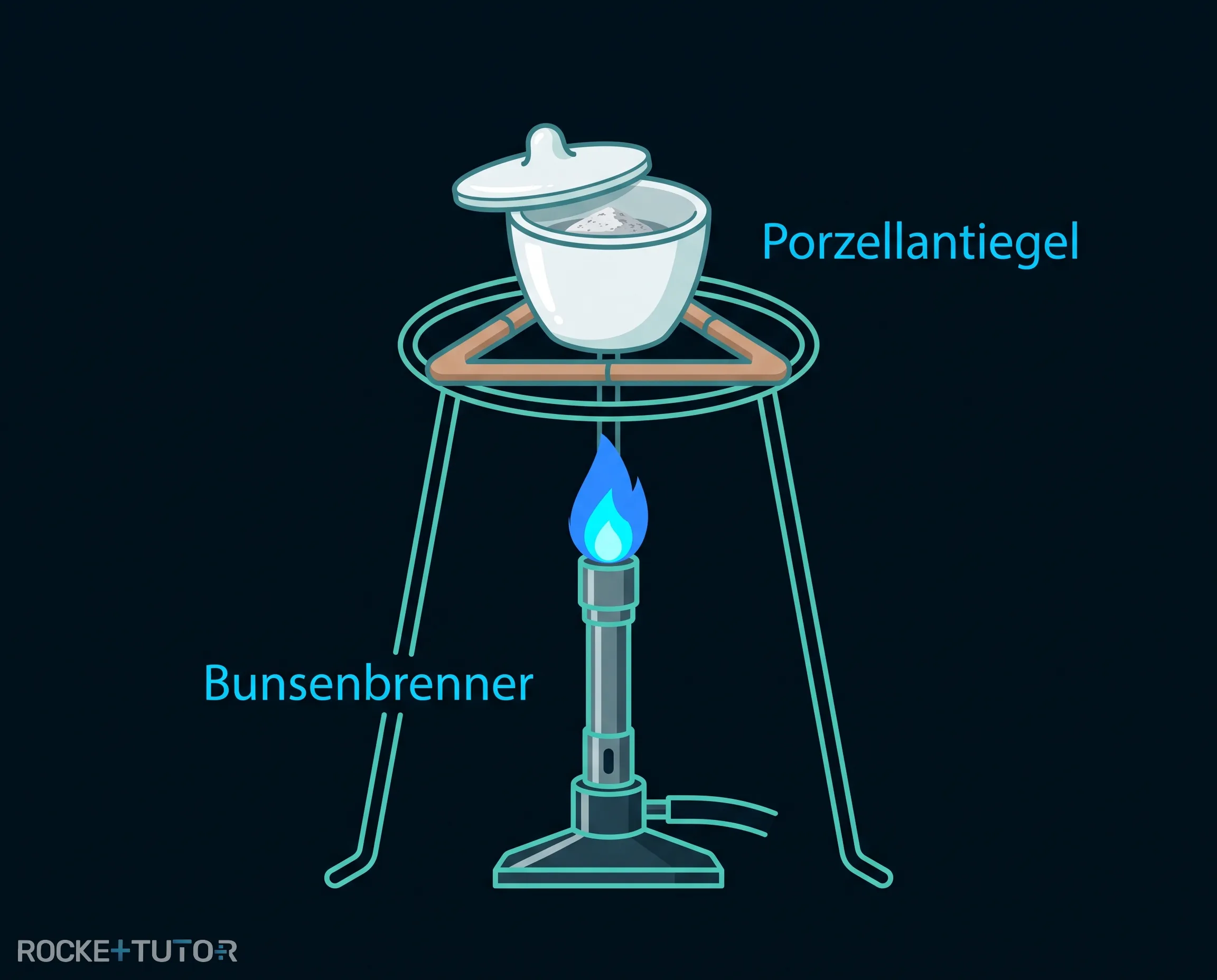 Veraschen von Sonnencreme im Porzellantiegel