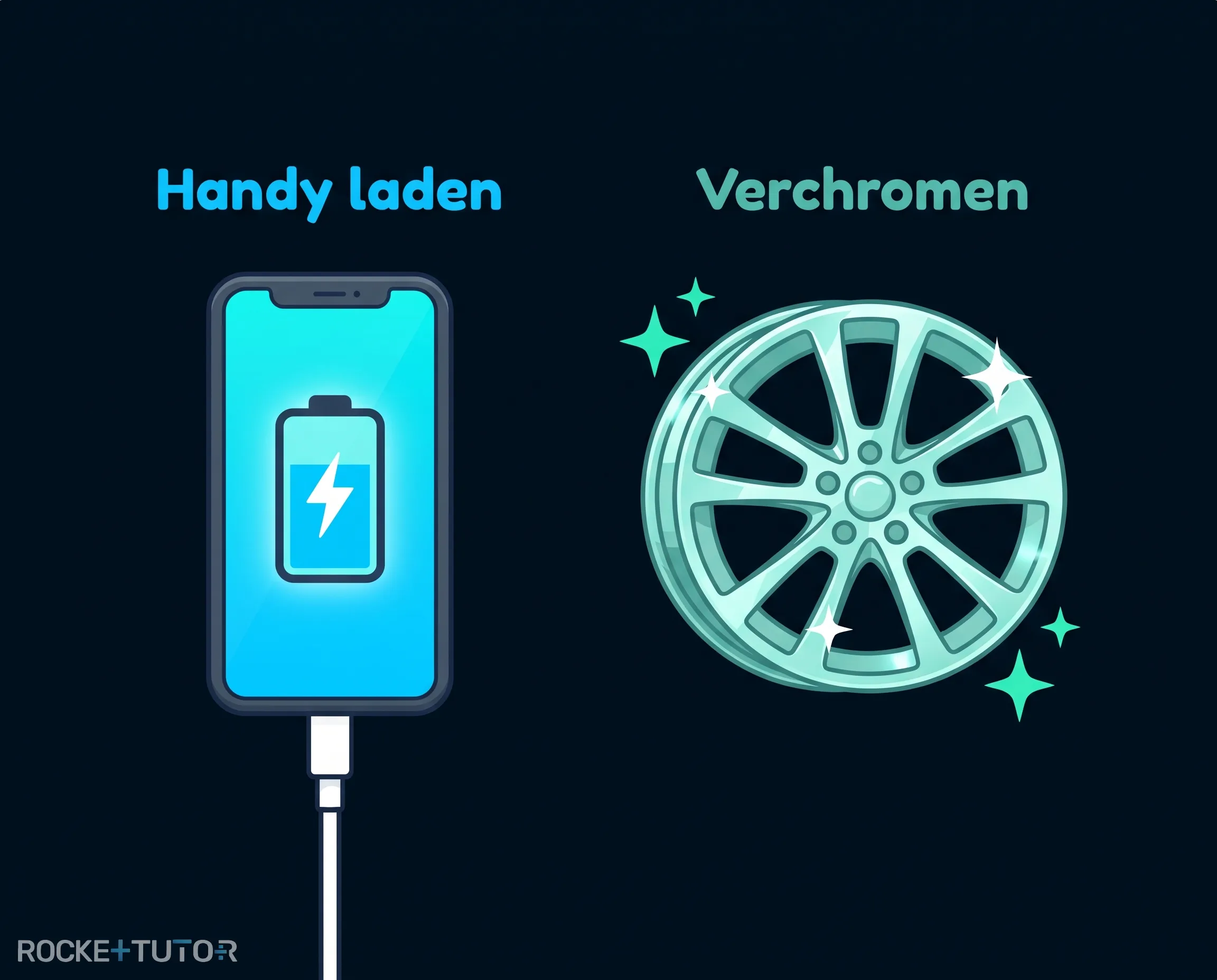 Handy-Akku und verchromte Felge