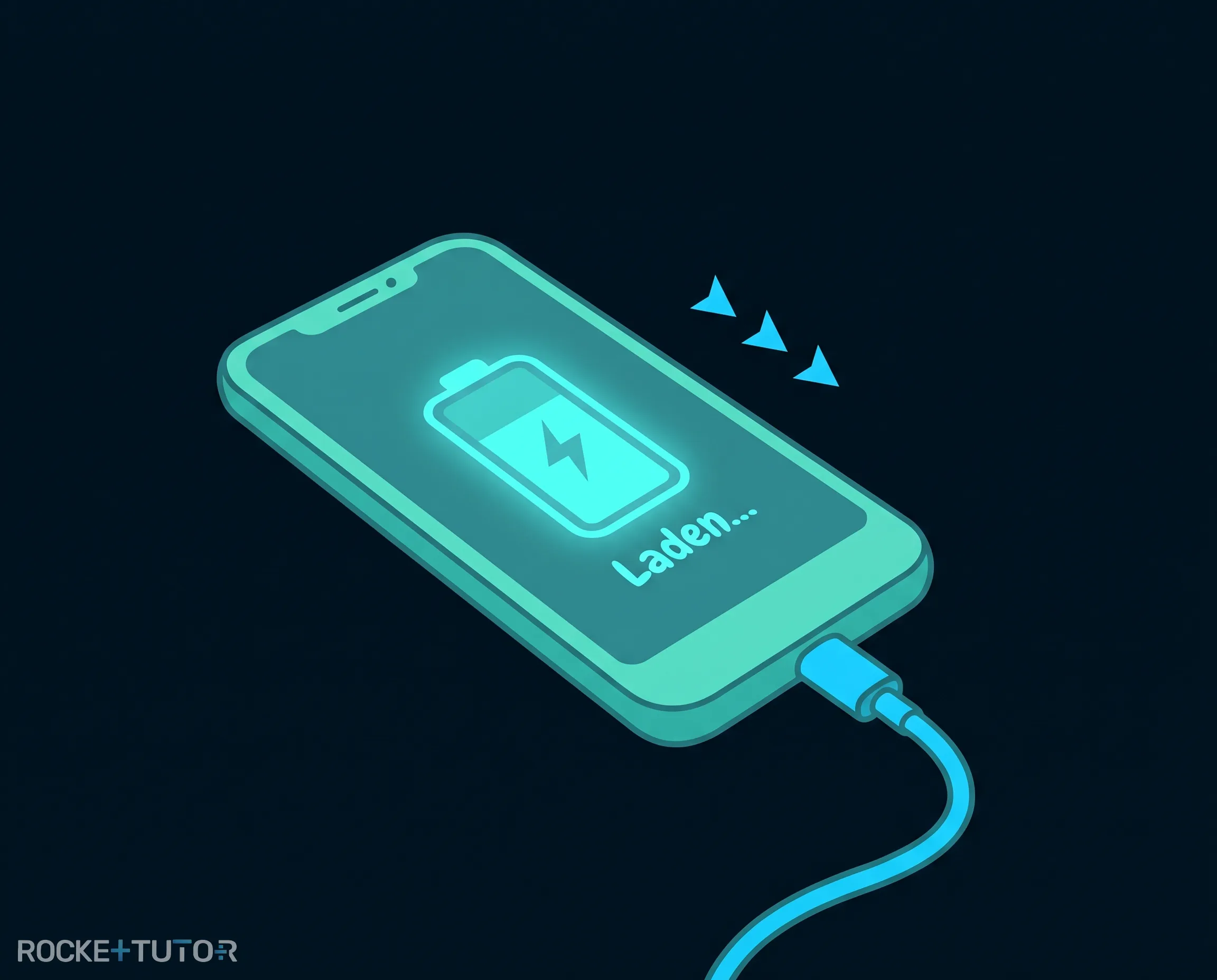 Smartphone am Ladekabel