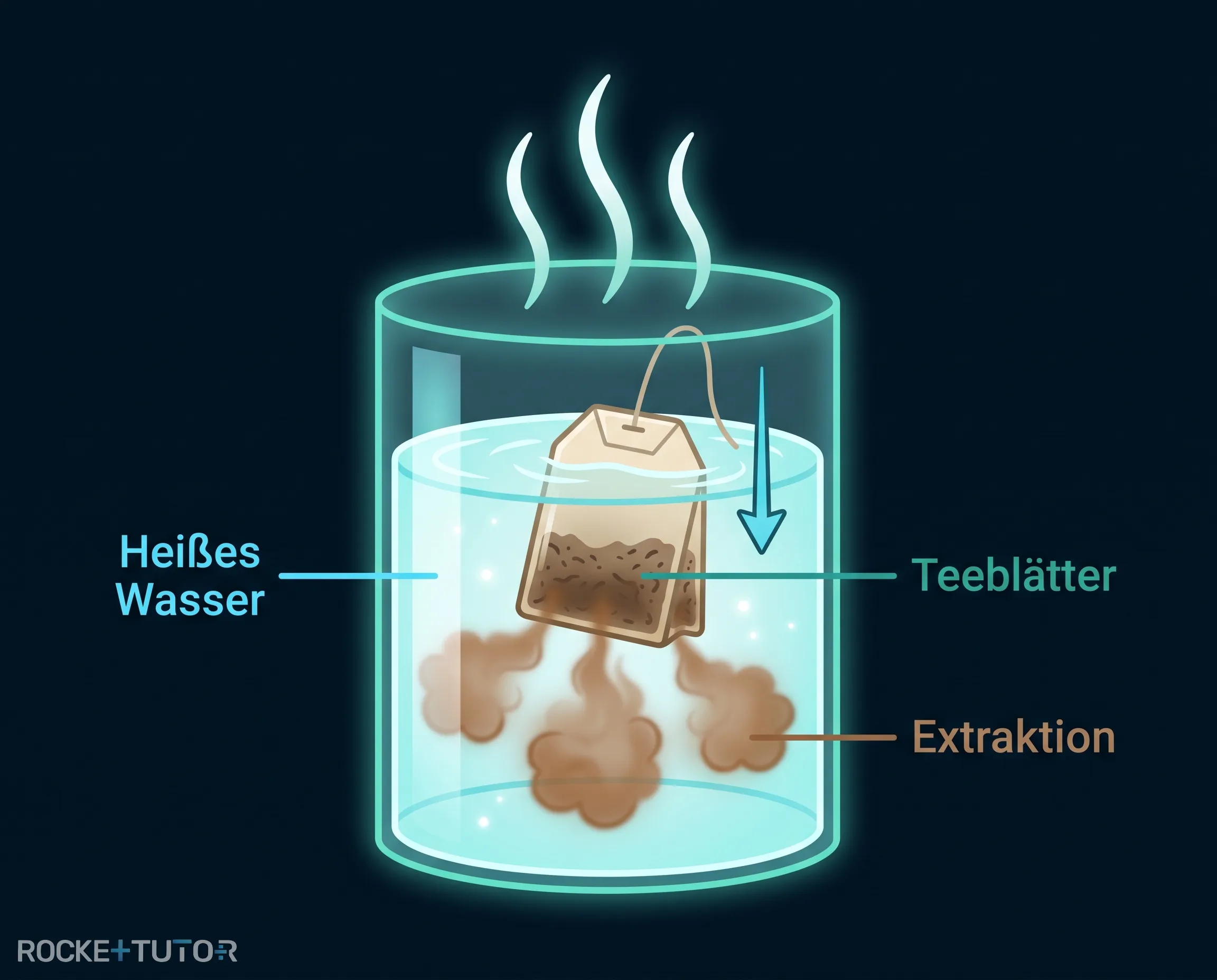 Teebeutel in heißem Wasser