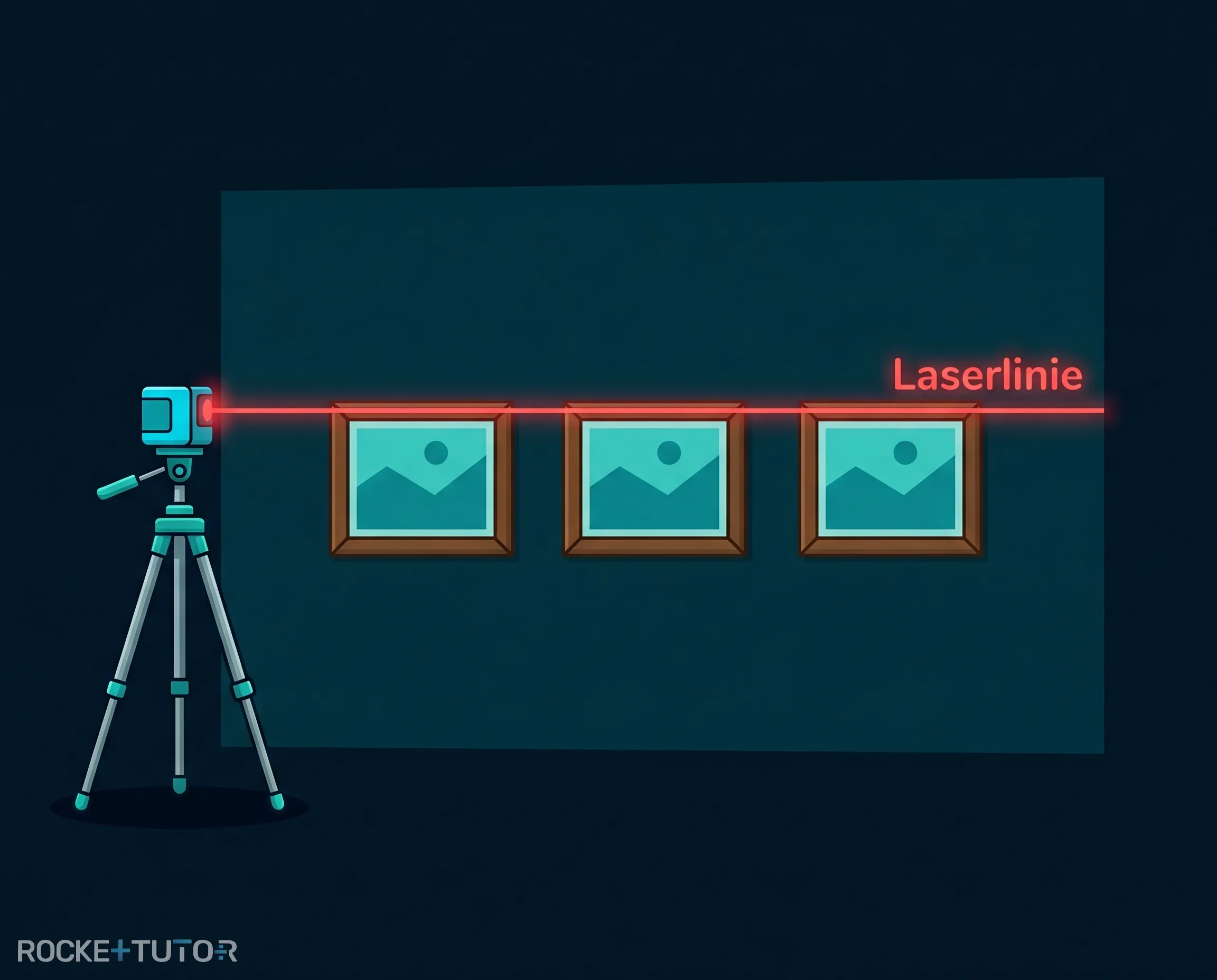 Roter Laserstrahl einer Wasserwaage