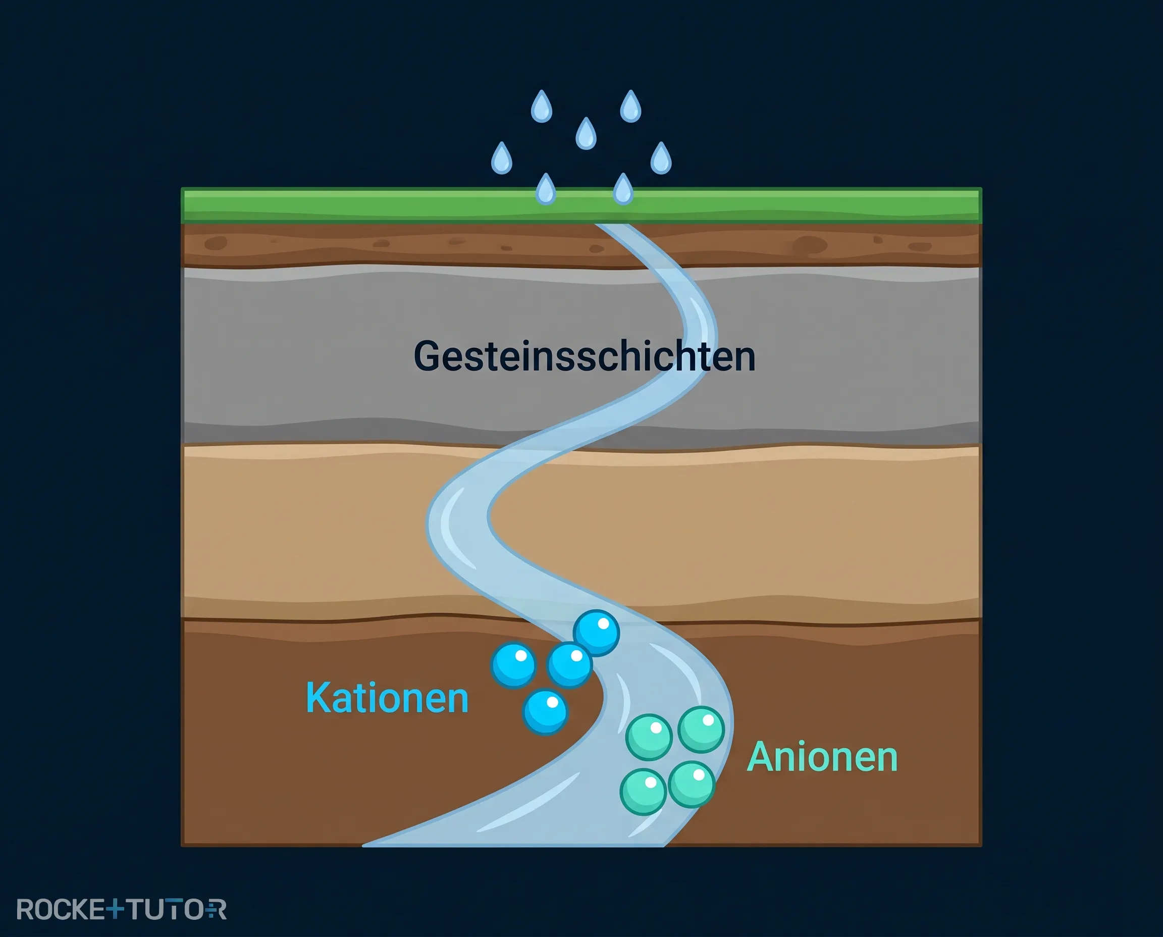 Regenwasser sickert durch Gesteinsschichten