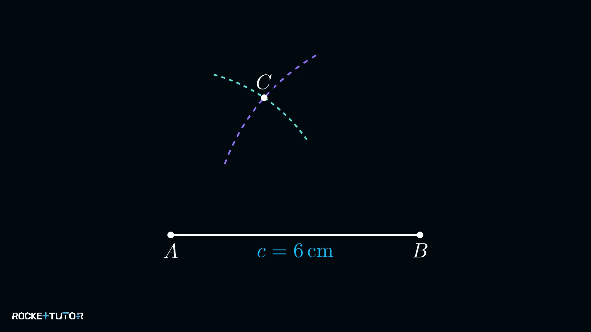Zweiter Kreisbogen mit Radius 5 cm um Punkt B