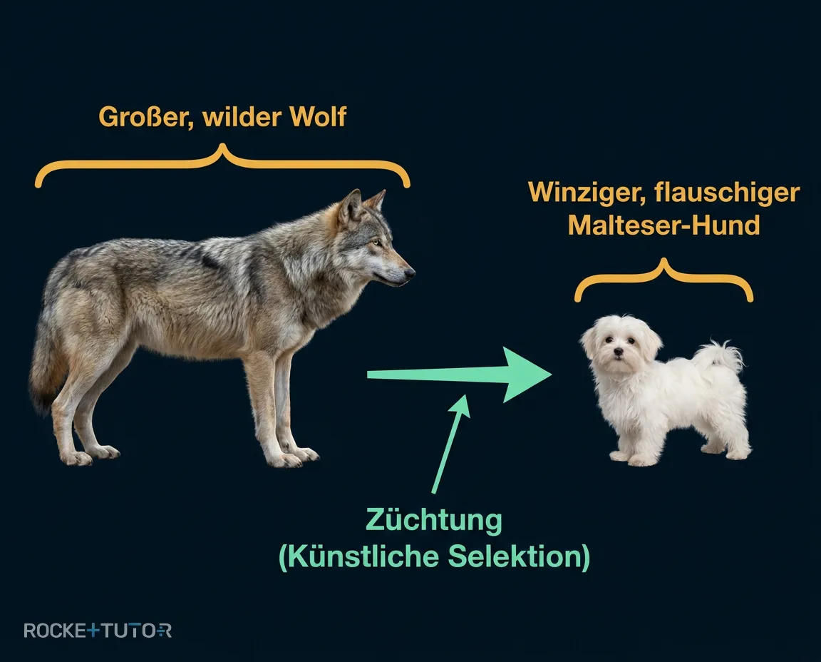 Wolf und verschiedene Hunderassen