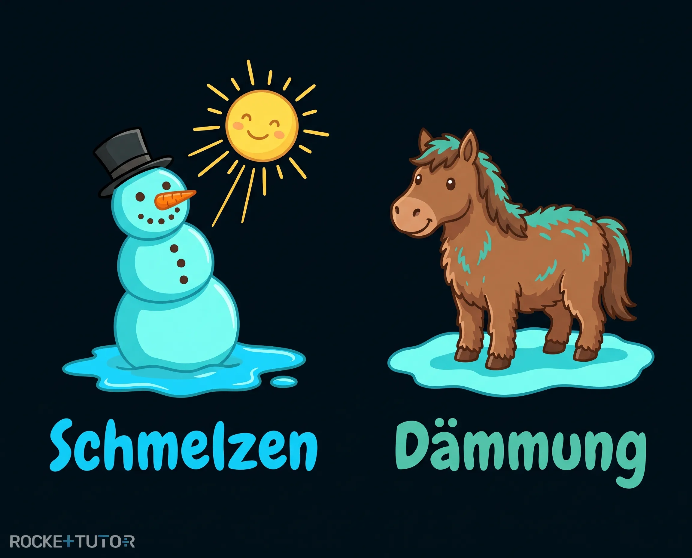 Schneemann und Pferd im Winter