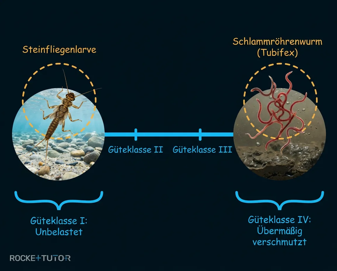 Tabelle der Güteklassen und Bioindikatoren