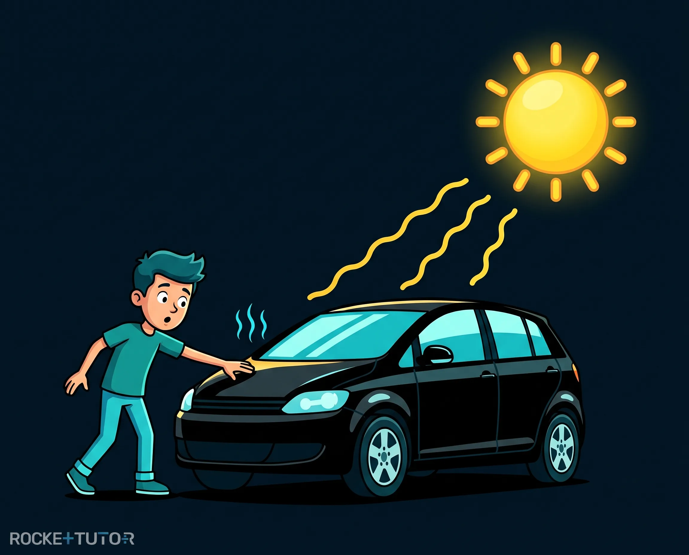Schwarzes Auto in der Sonne