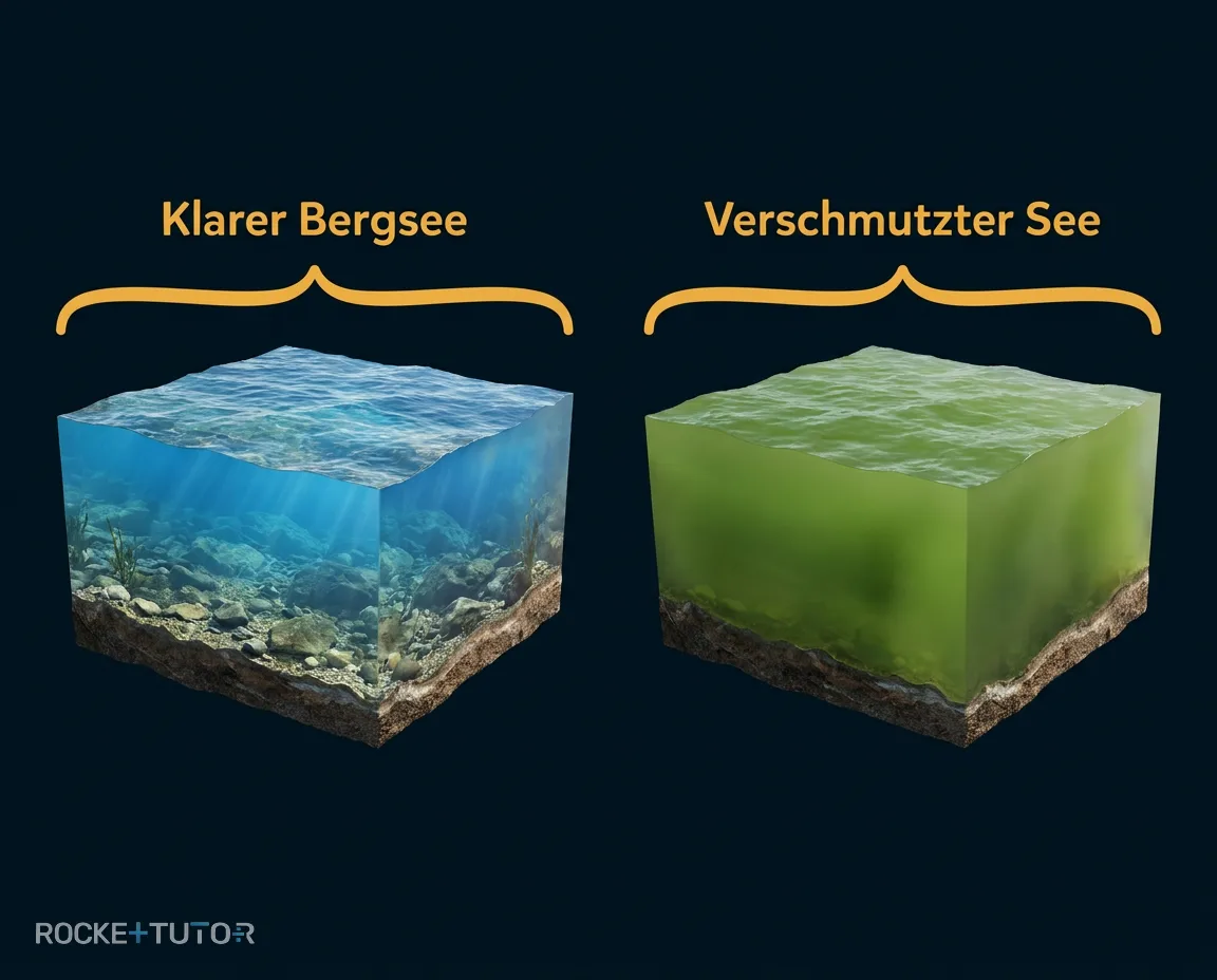 Vergleich klarer und grüner See