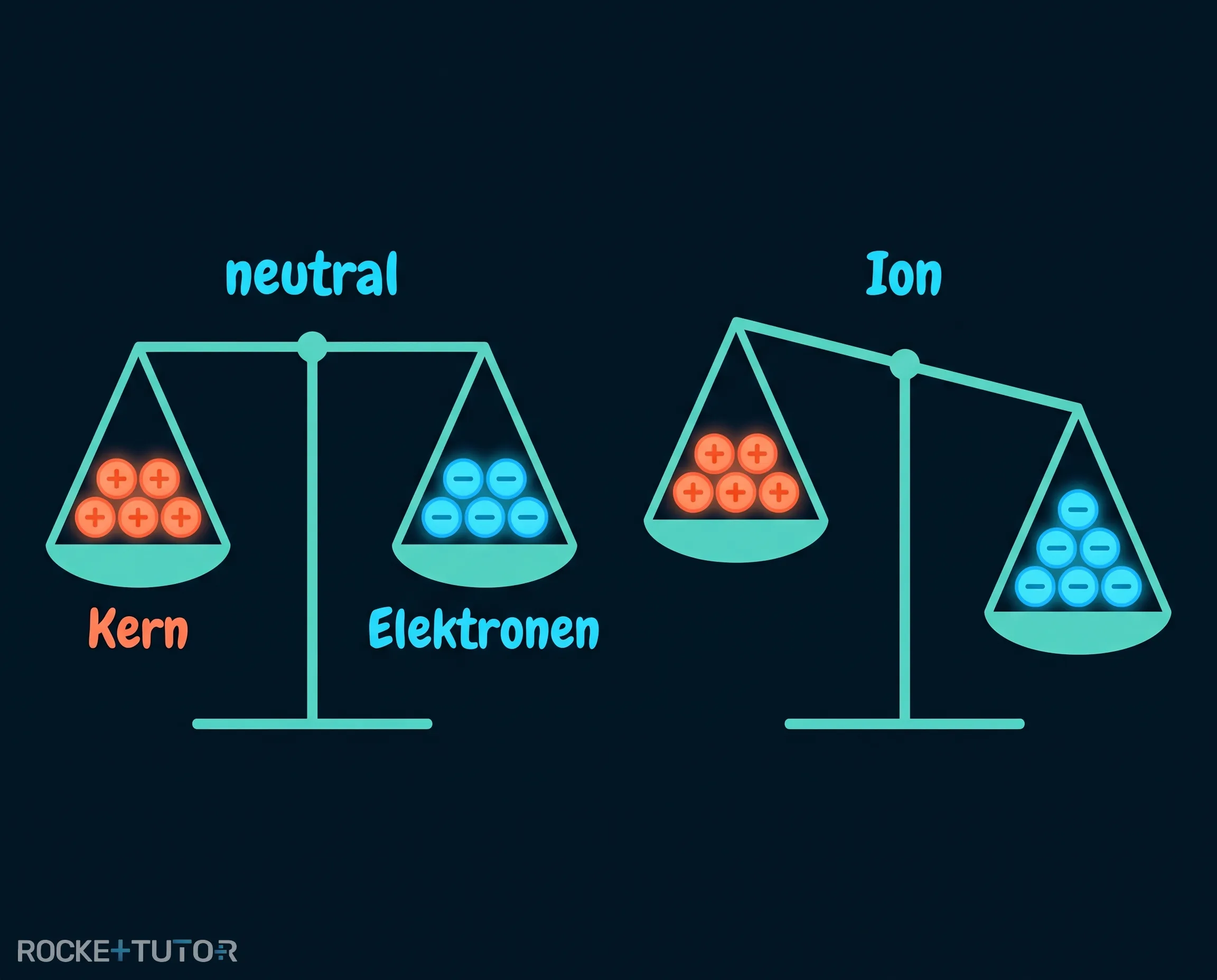 Neutrales Atom mit Kern und Hülle