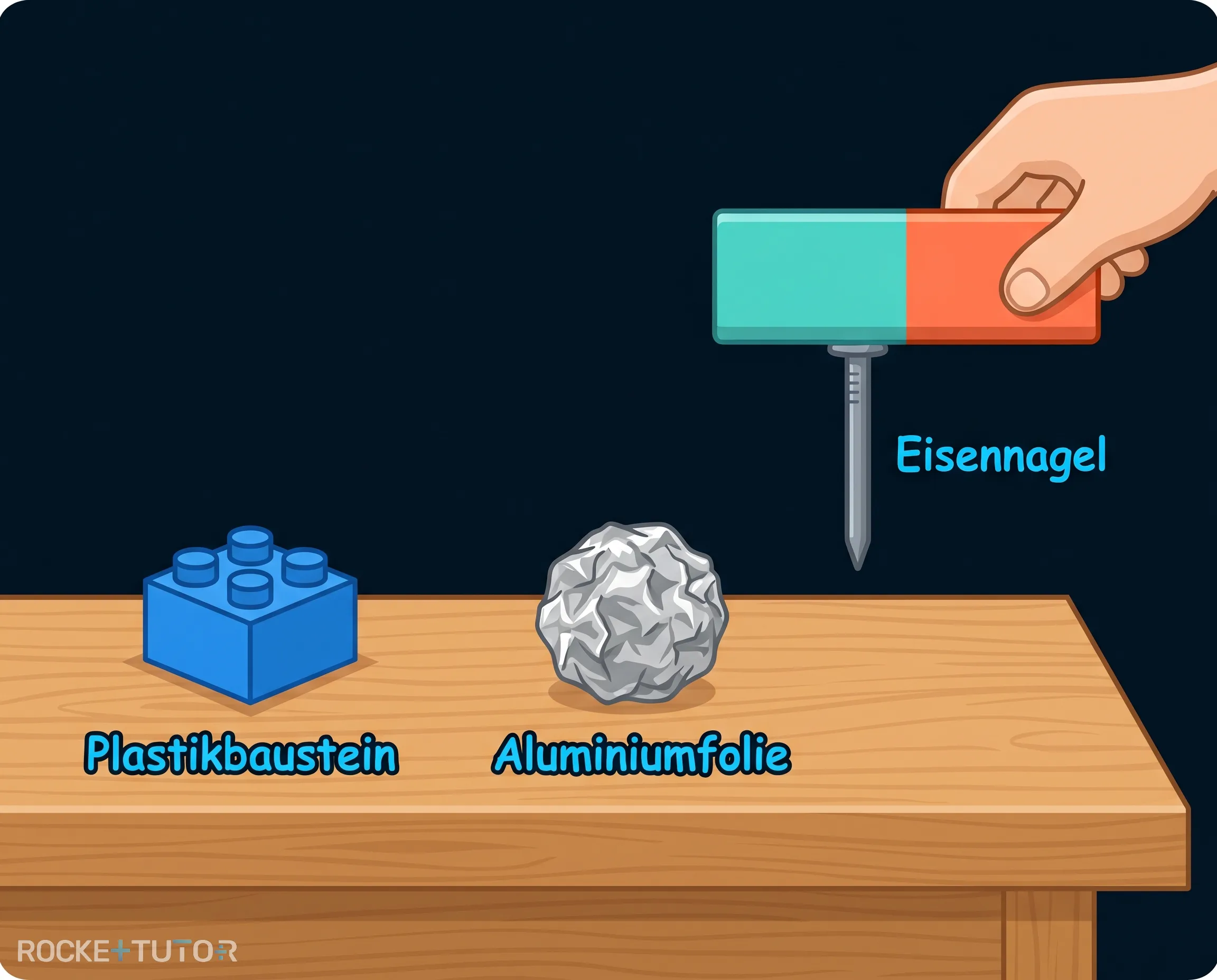 Magnet zieht Eisennagel an