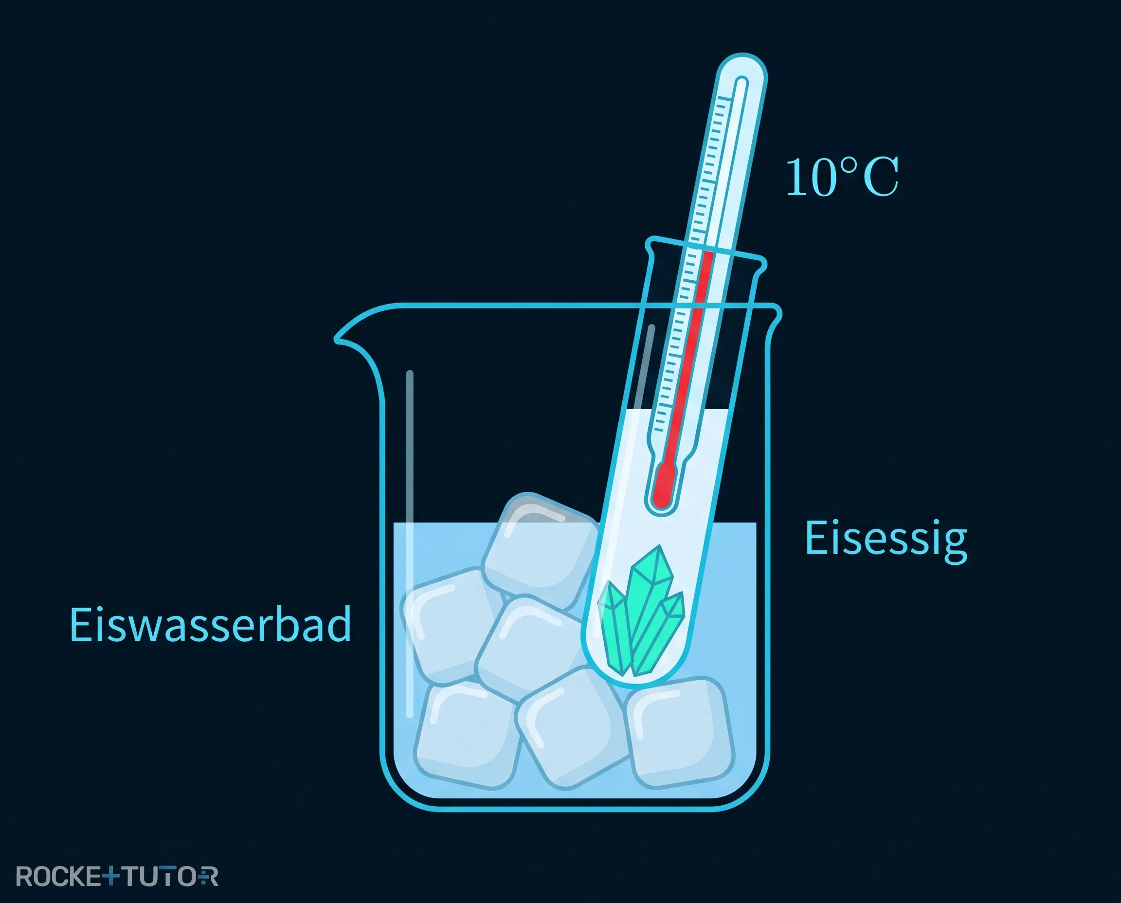 Reagenzglas mit gefrorener Essigsäure
