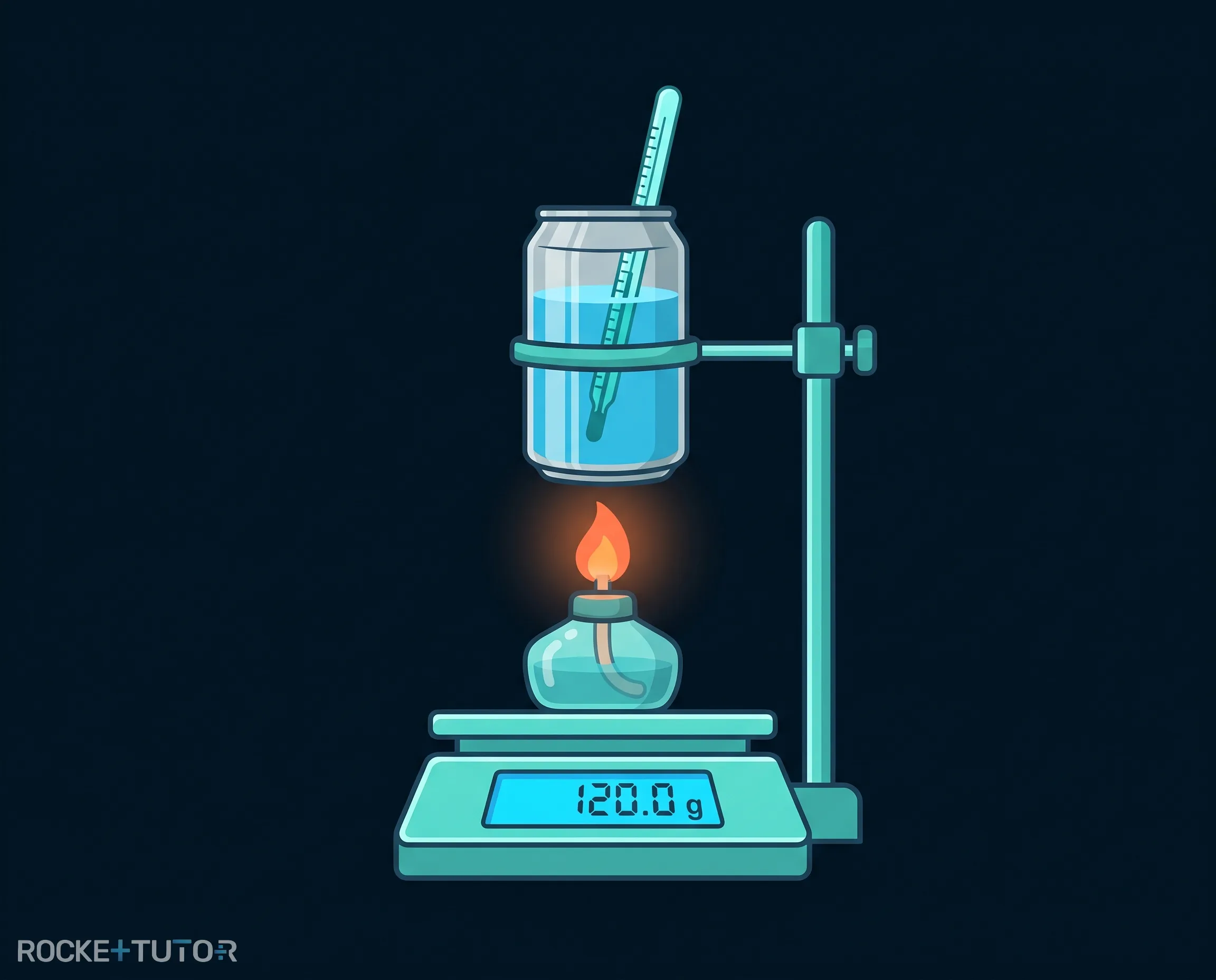 Versuchsaufbau Kalorimeter mit Spiritusbrenner
