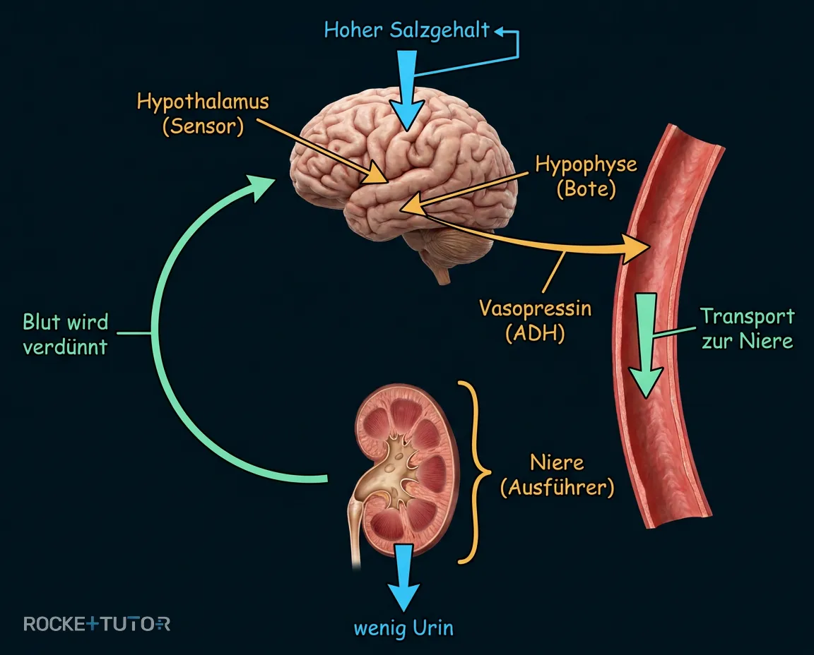 Regelkreis der Osmoregulation im menschlichen Körper
