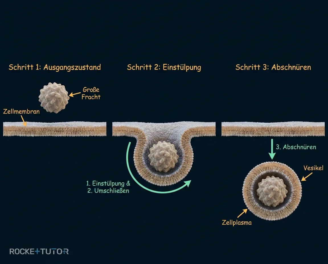 Drei Schritte der Endocytose