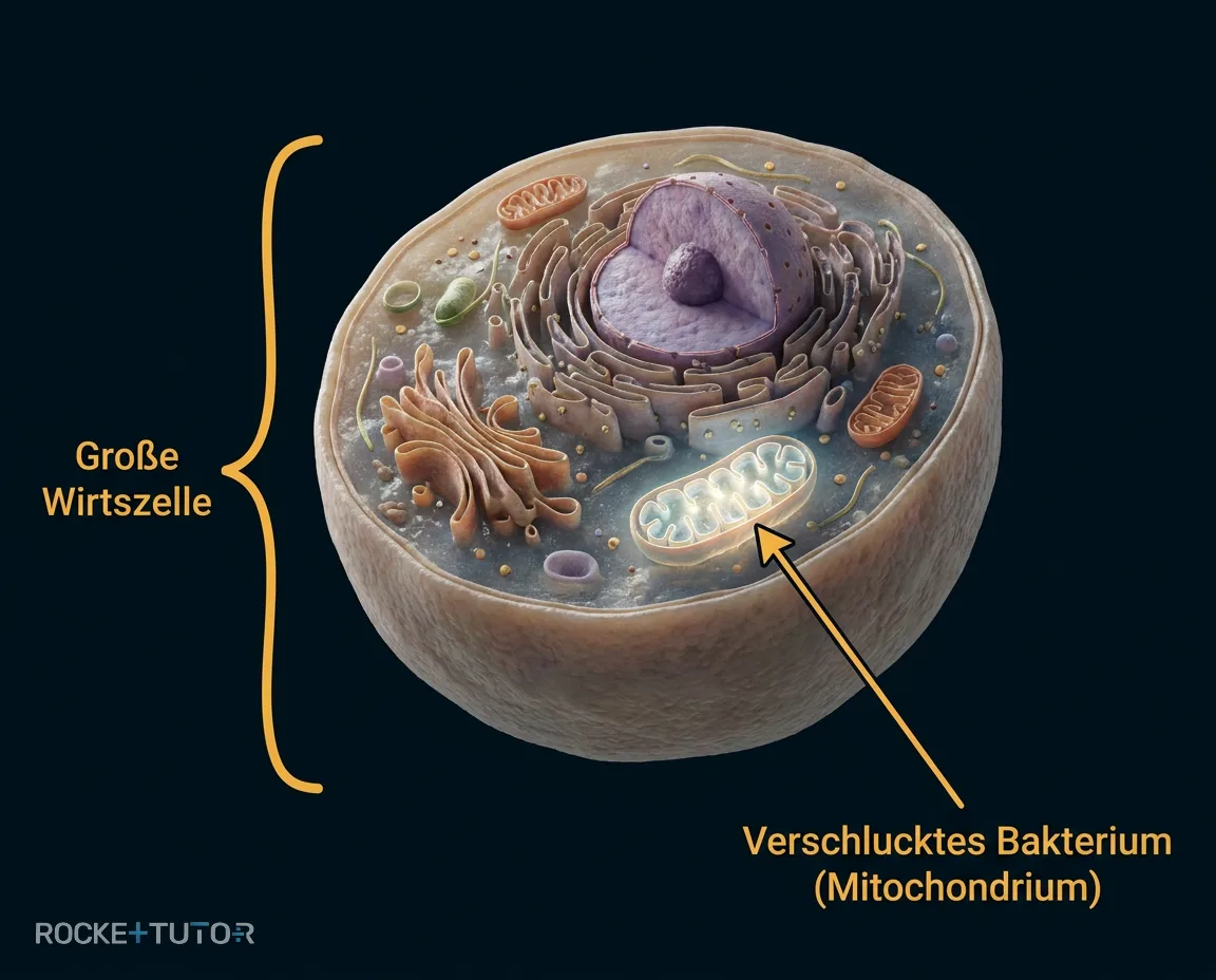 Zelle mit Mitochondrien als Kraftwerke