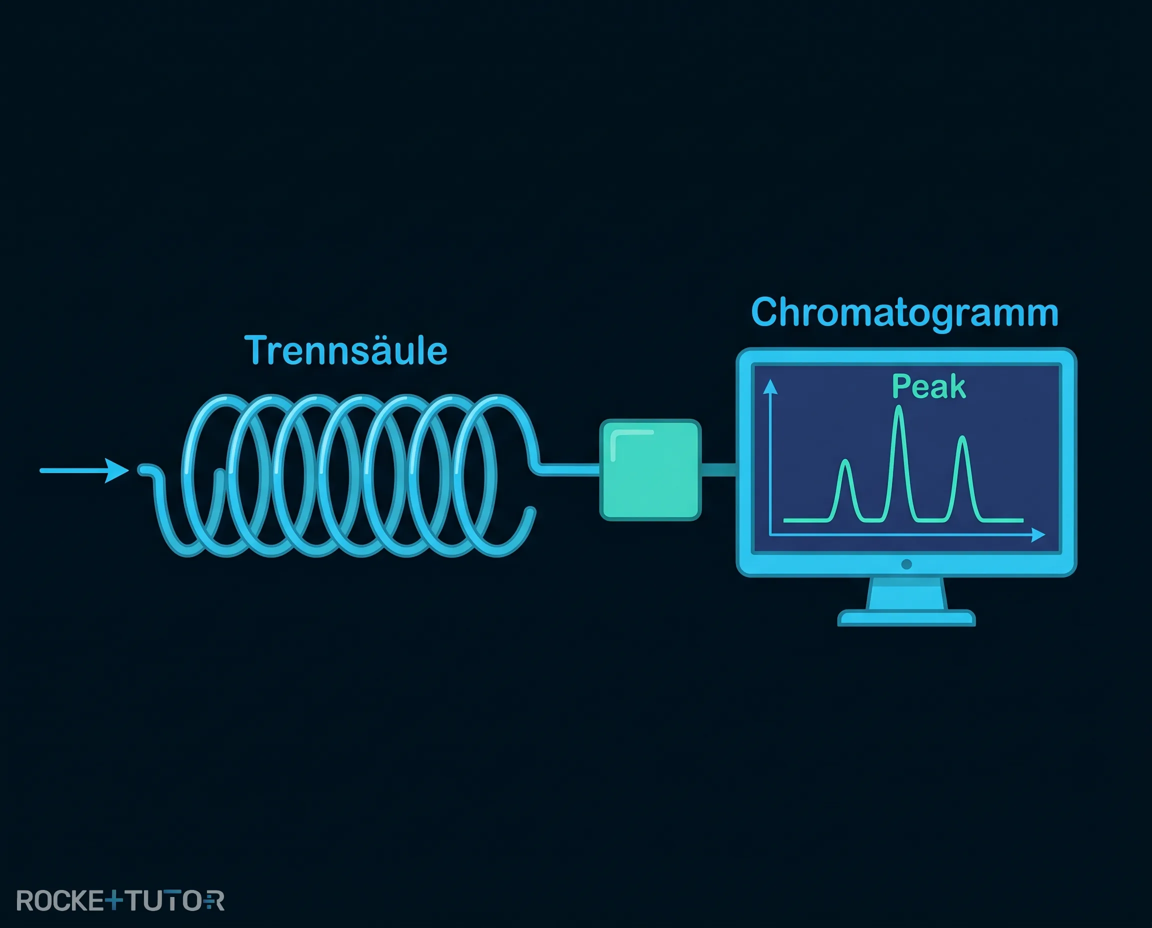 Gaschromatografie Trennsäule und Chromatogramm