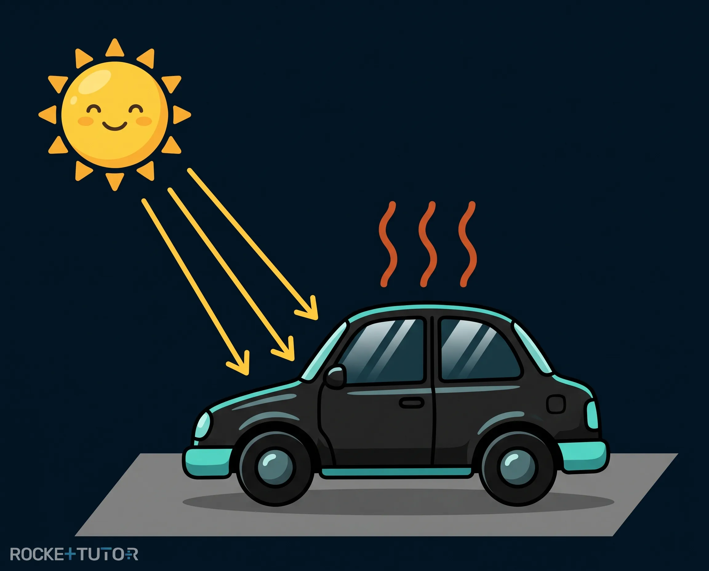 Schwarzes Auto in der Sonne