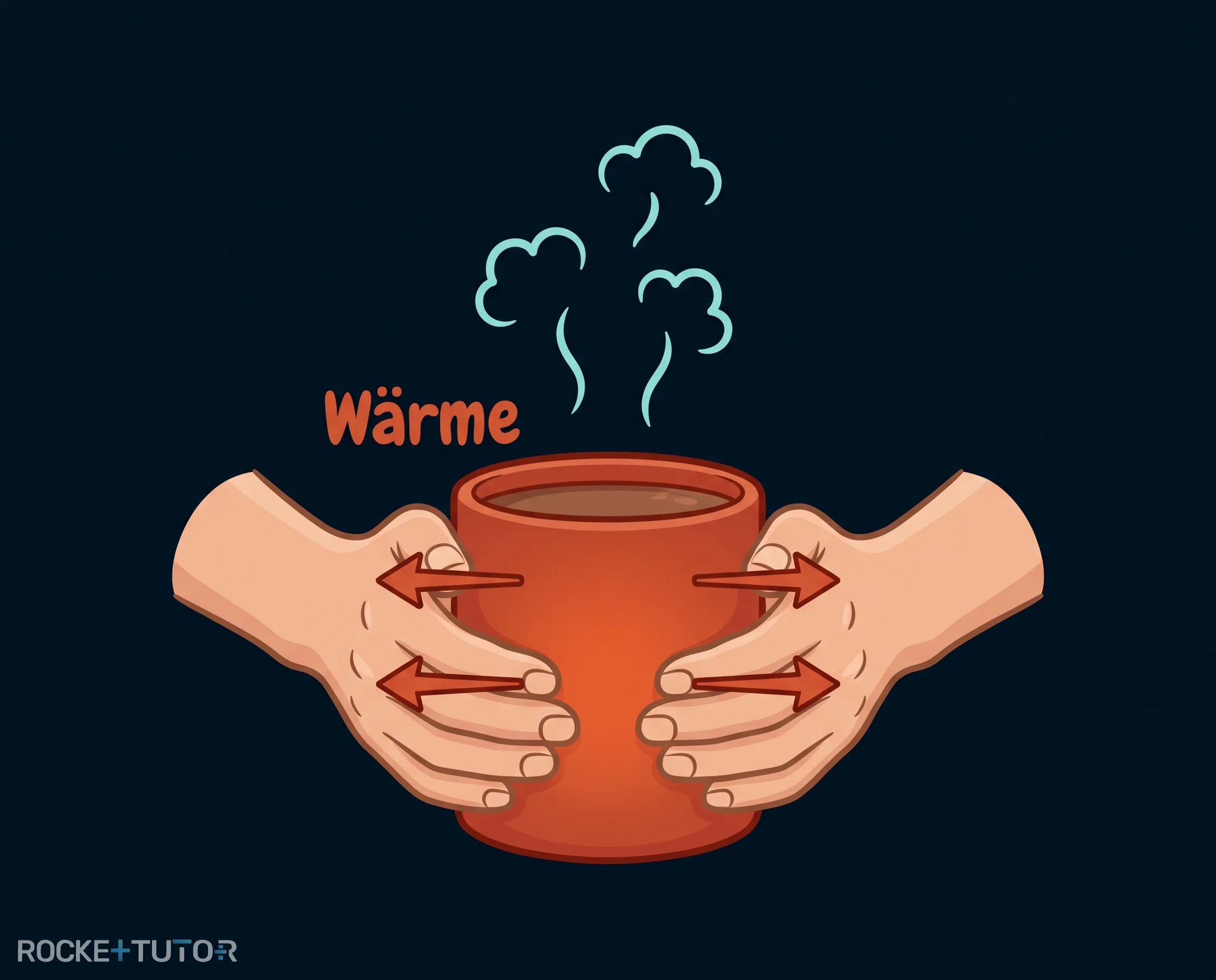 Heiße Tasse Kakao wärmt Hände