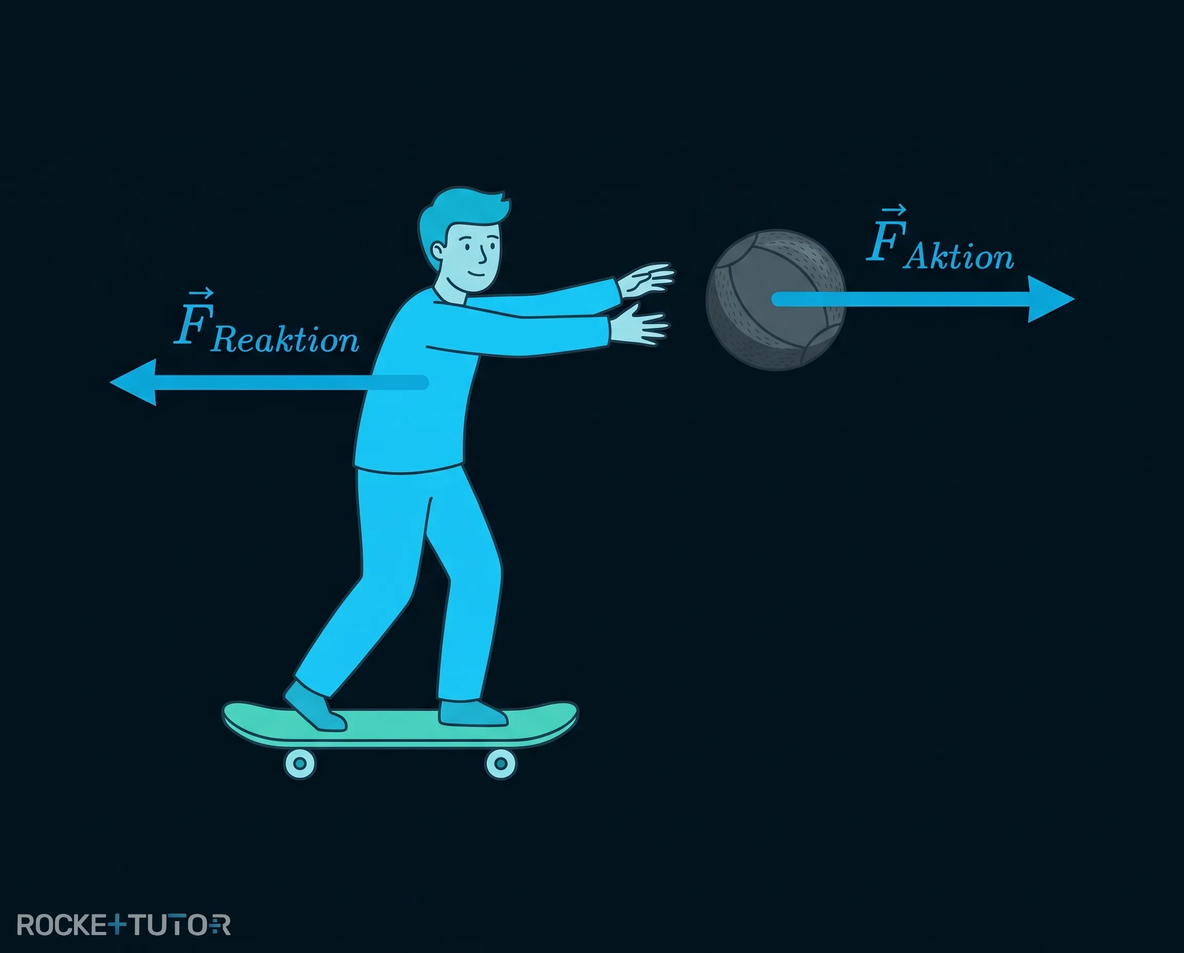 Person auf Skateboard wirft Medizinball