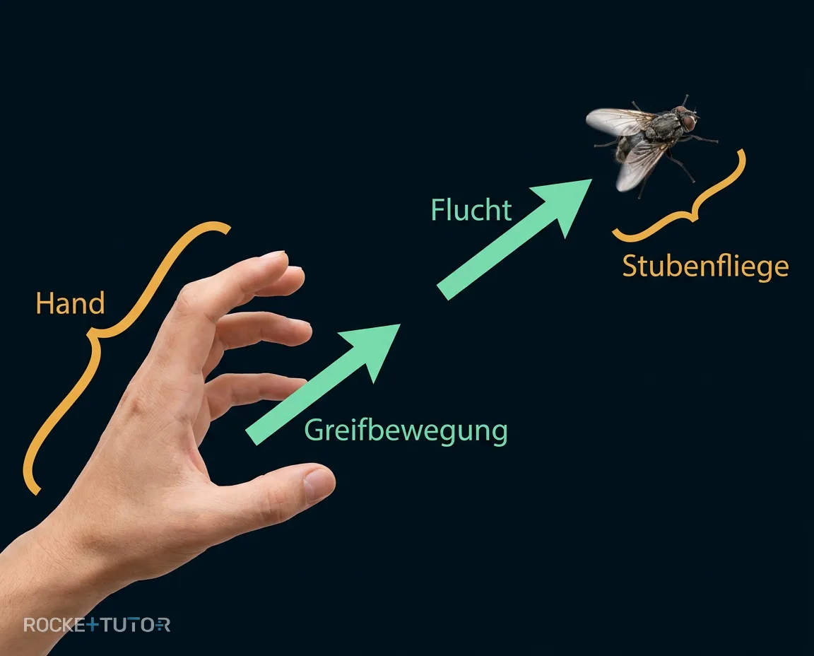 Fliege weicht Hand aus