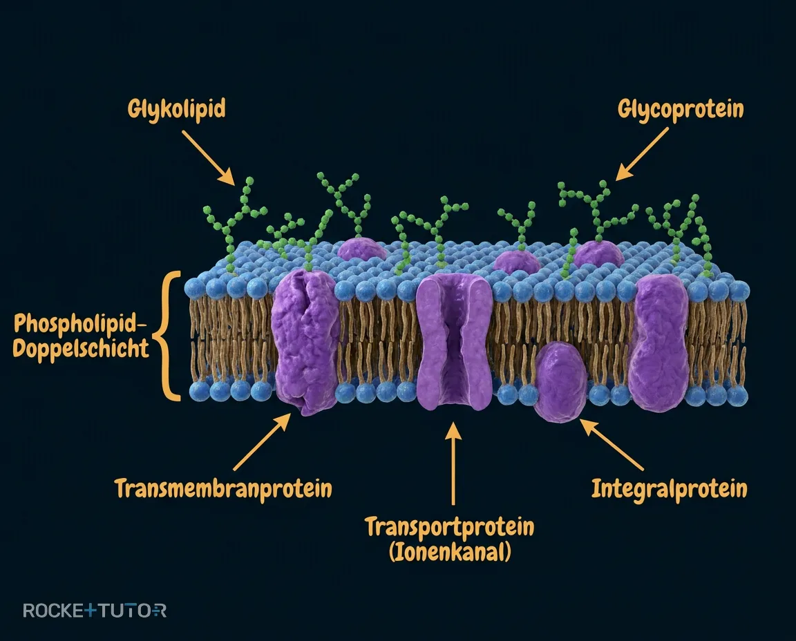 Aufbau der Biomembran mit Proteinen
