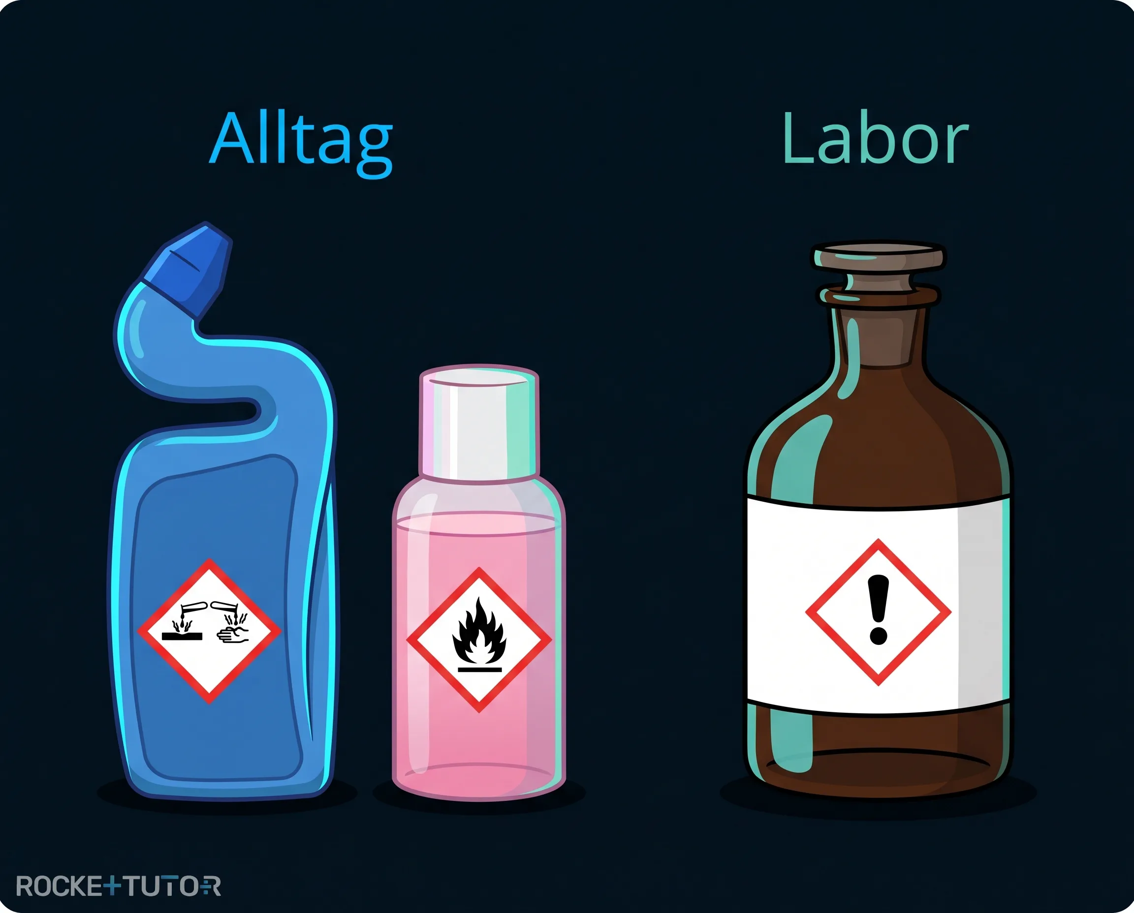 Warnhinweise auf einer Flasche