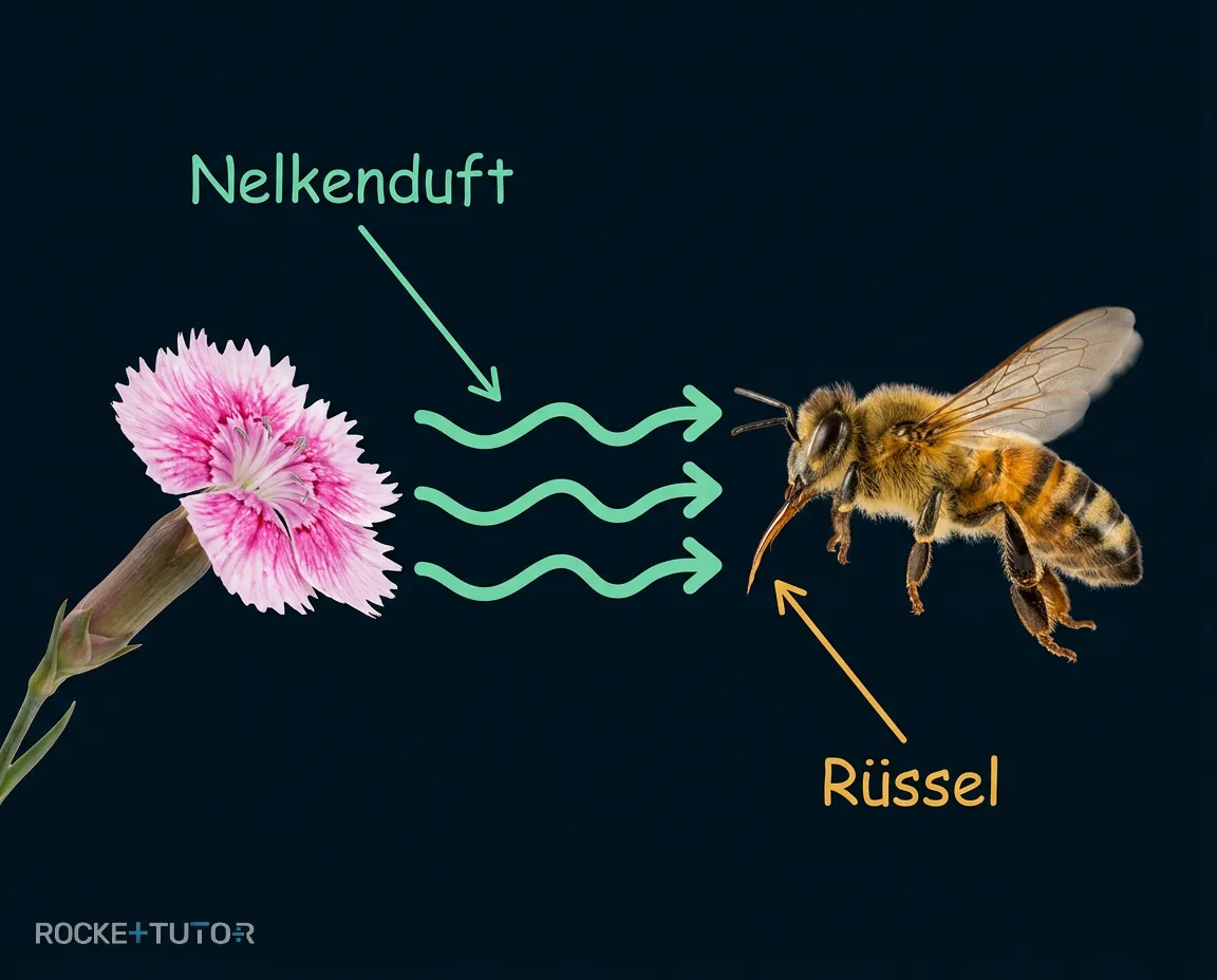 Biene mit Nelkenduft und Zuckerwasser