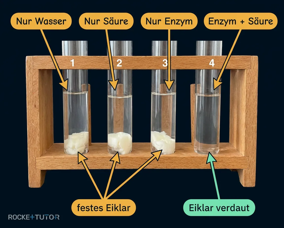 Reagenzglas-Test mit Eiklar