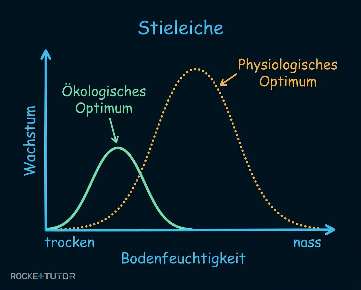 Diagramm zum physiologischen und ökologischen Optimum