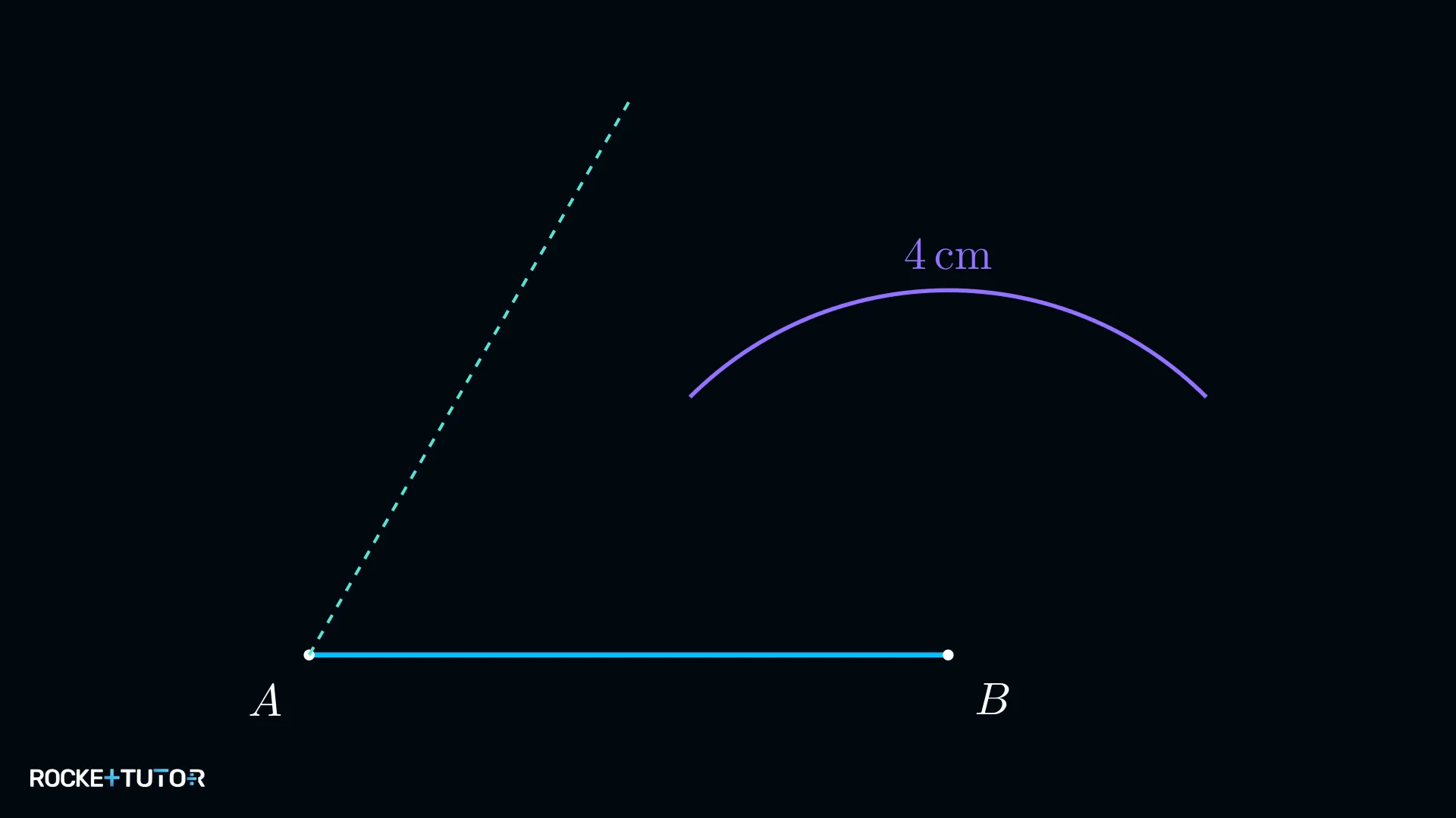 Kreisbogen um B mit Radius 4 cm erreicht den Strahl nicht
