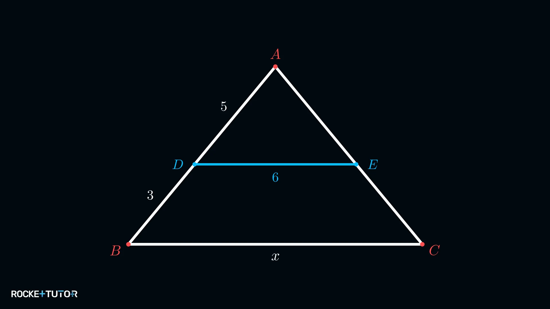 Dreieck ABC mit paralleler Strecke DE und gesuchter Seite x